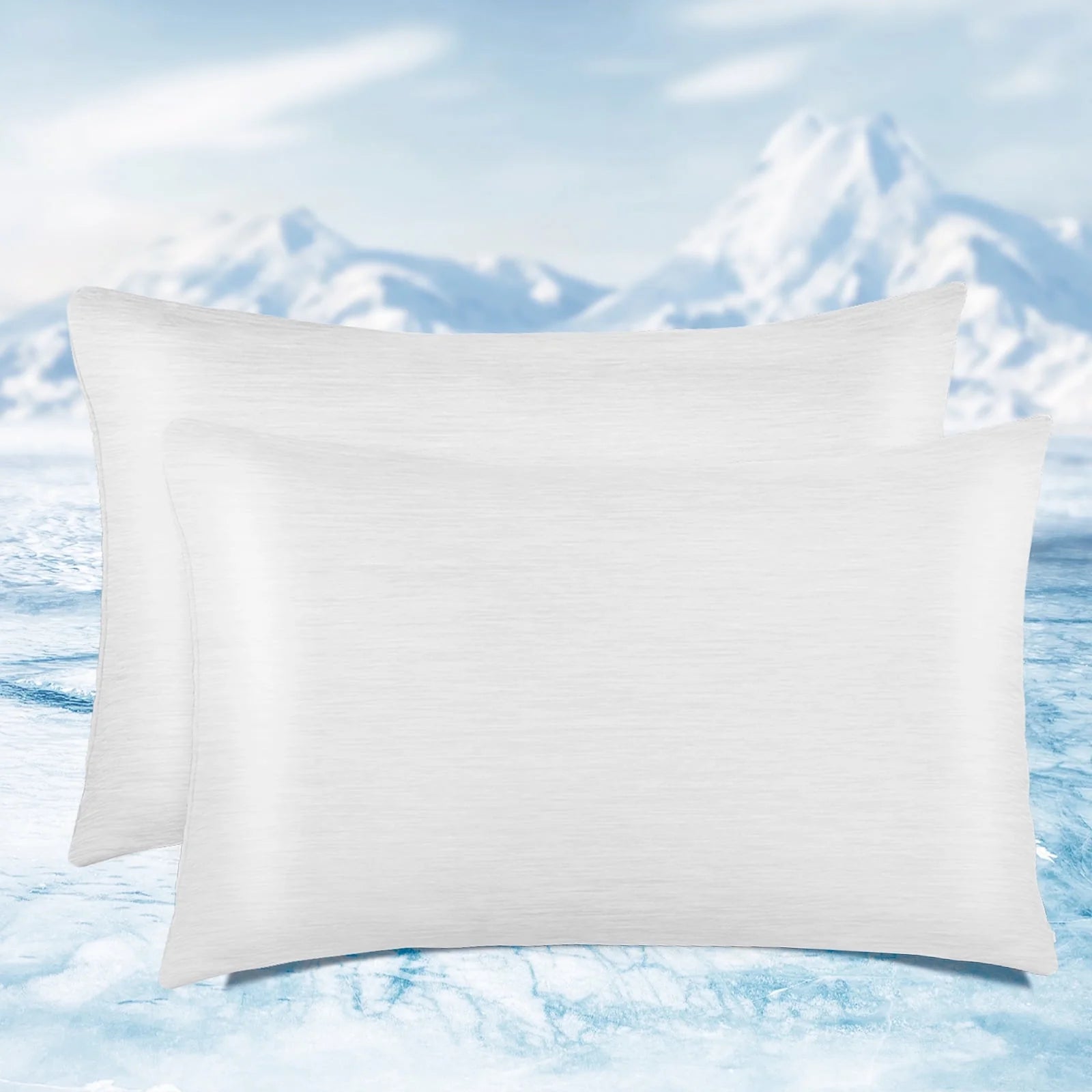 Cooling Pillowcases, Summer Pillowcase with Japanese Q-Max 0.55 Cooling Fiber, Double-Sided Design Standard Pillow Case with Hidden Zipper, 2 Pack, White