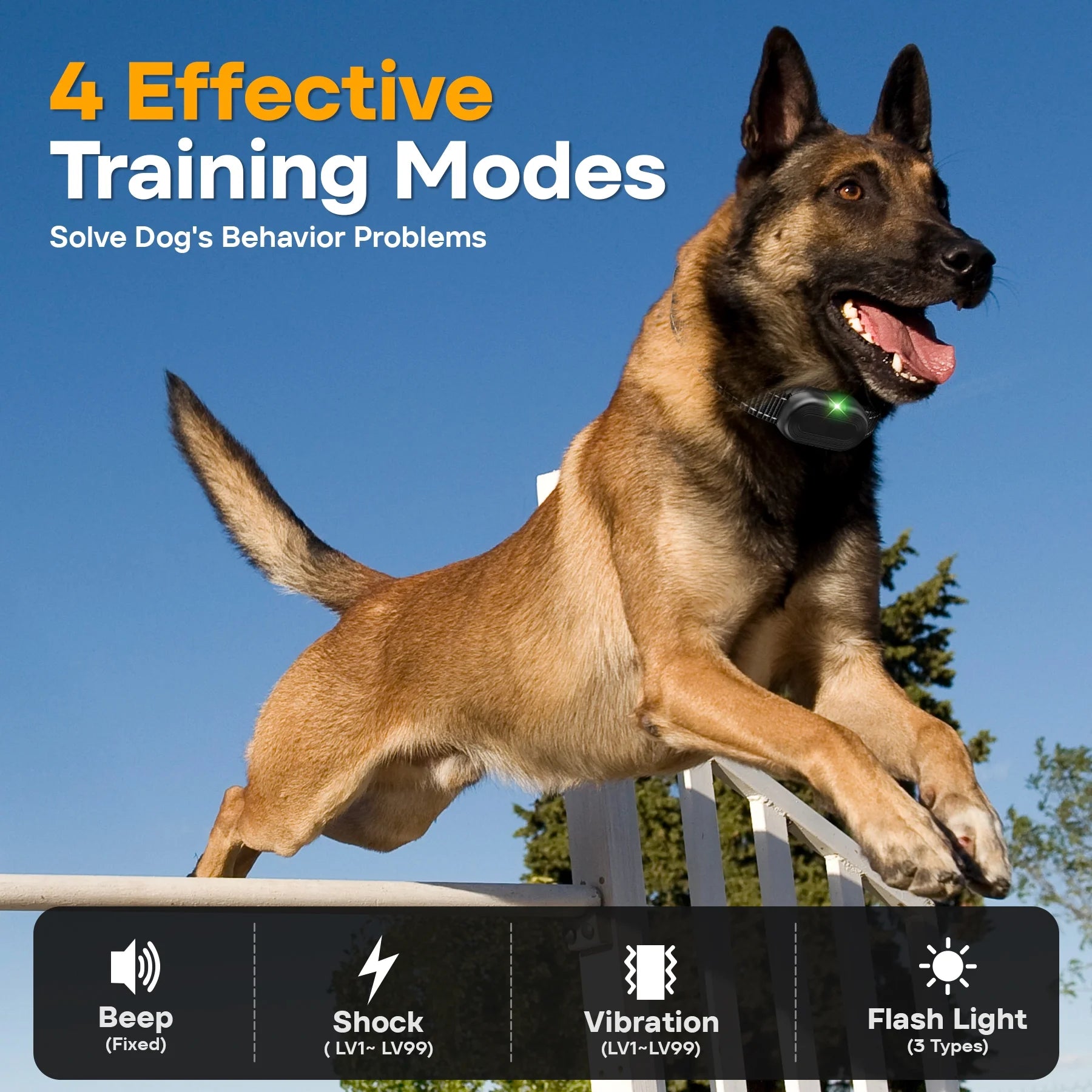 Dog Training Collar - Dog Shock Collar with Remote IP68 Waterproof for Small Medium Large Dogs (15 - 100 Lbs)- 3 Safe Training Modes, 2600 Ft Rechargeable Romote Dog Collars