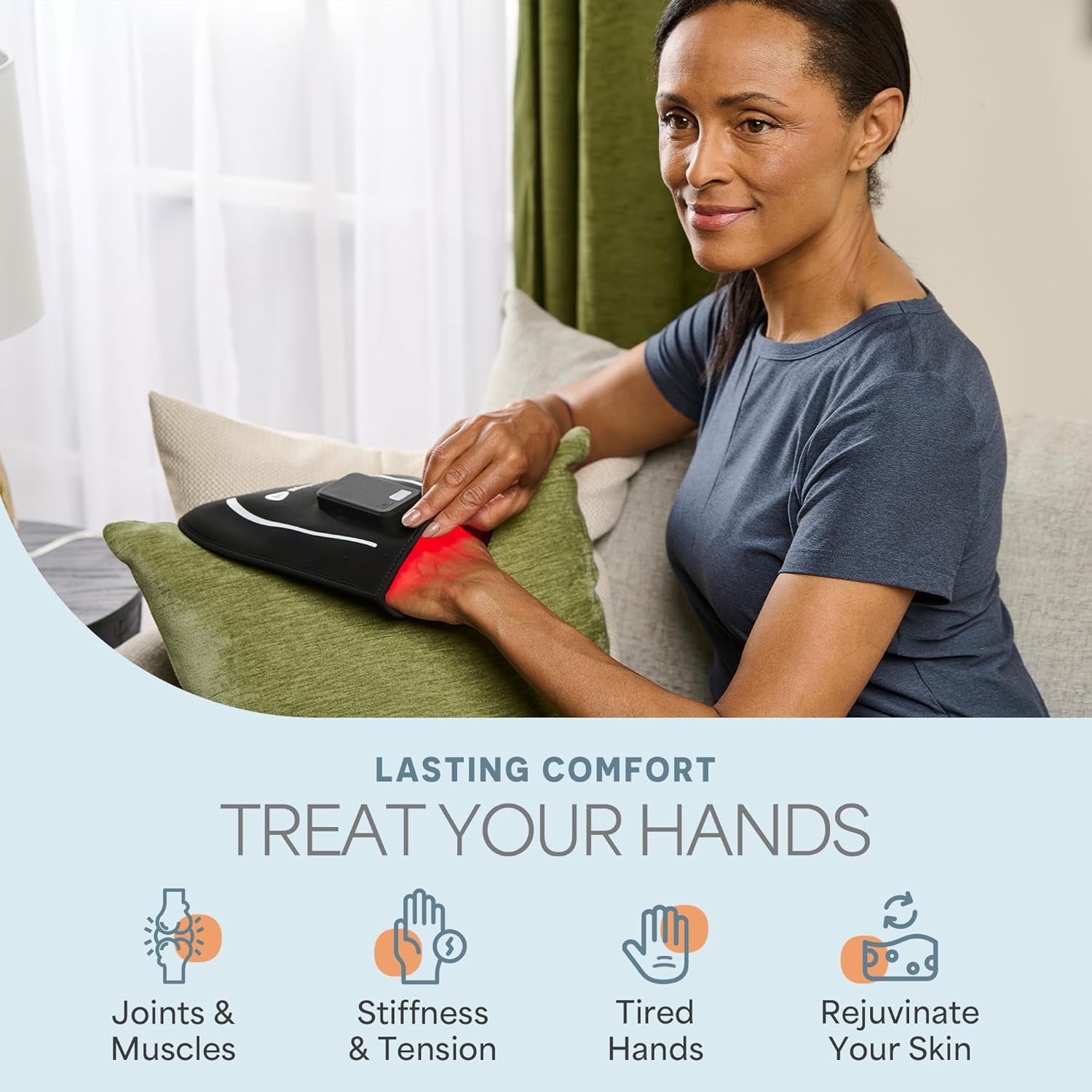 Red Light Therapy for Hands, Feet & Ankles – Cordless Glove & Foot Wrap with Dual Wavelengths (660Nm & 850Nm) Infrared Foot Therapy, Auto Shut-Off Timer for Wellness, Relaxation & Comfort
