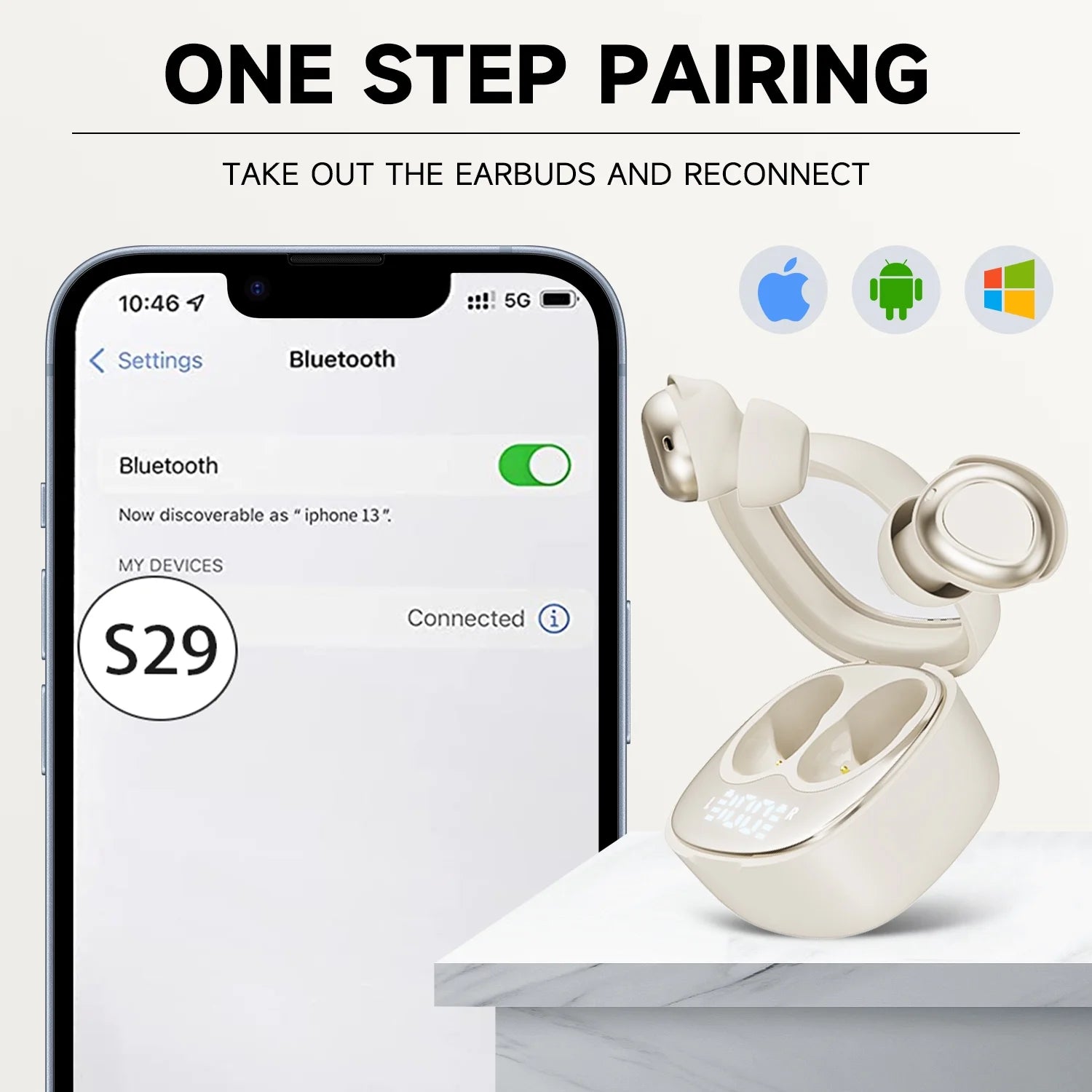 Sleep Ear Buds, Bluetooth 5.4 Ultra-Mini Sleep Earbuds for Side Sleepers, Hi-Fi Stereo 3D Bass Noise Cancelling Wireless Headphones, 53H Playtime with IP7 Waterproof LED Earphones, USB C