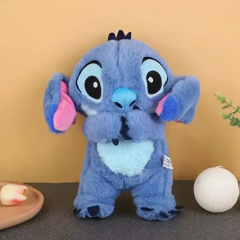 Stitch Anime Plush Doll with Lighting Music Airbag Kawaii Appease Toy Baby to Soothe Sleep Peluche for Kids Gift