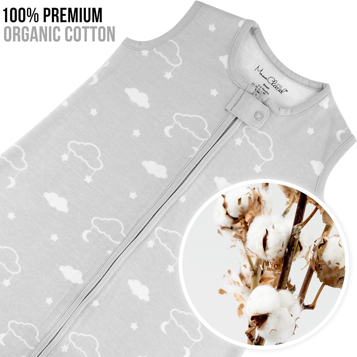 Baby Sleep Sack 0.5 TOG, Organic Cotton Baby Wearable Blanket with Two-Way Zipper, Swaddle Transition Baby Sleeping Bag for Newborn Infant Toddler Boy Girl, 12-18 Months