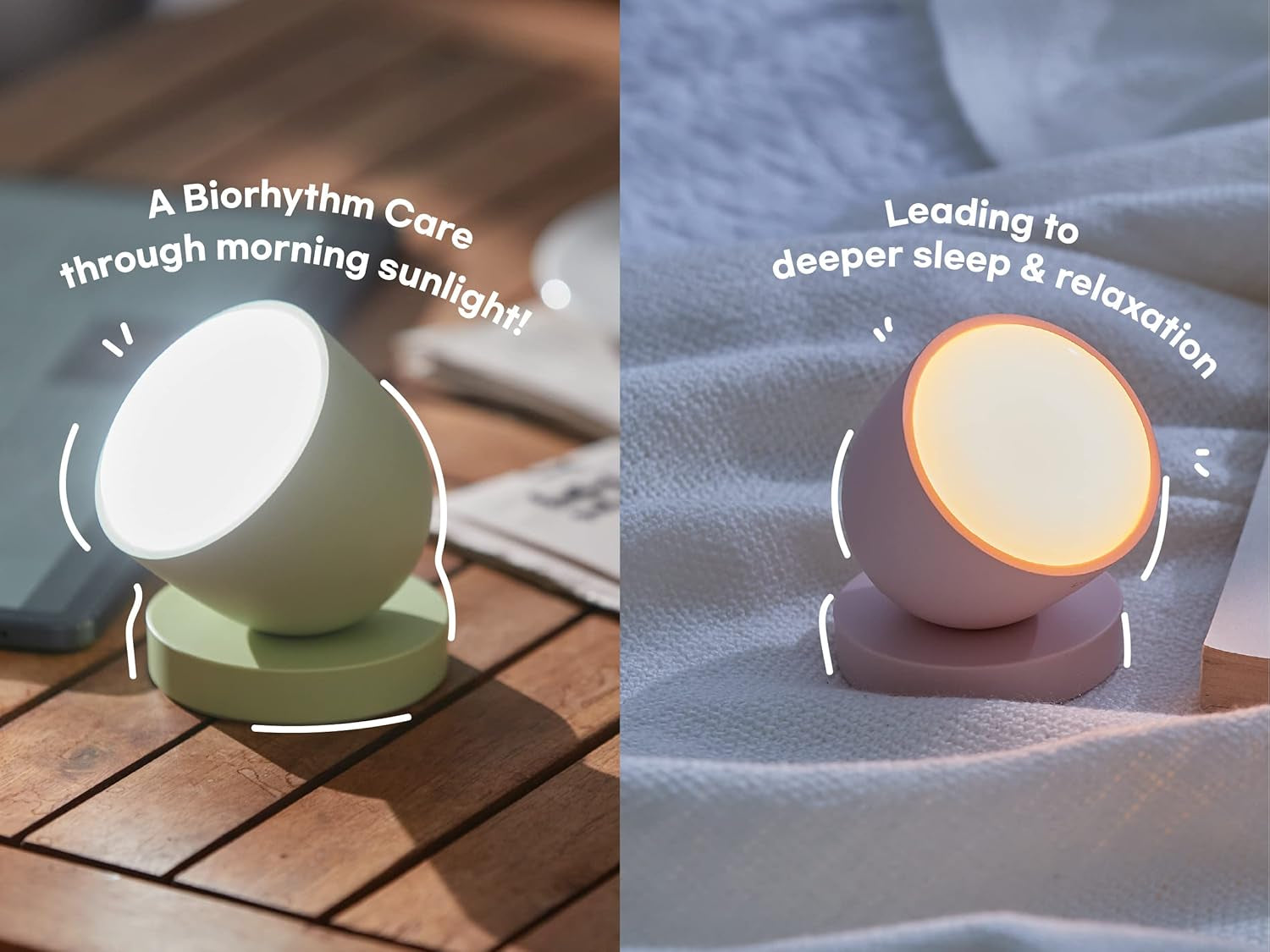 Light Therapy Lamp - Uv-Free LED with 140G Compact Size for Deep Sleep, Rechargeable, 2Step Brightness Mode, 25Minutes Automatic Timer - Daily Sunlight to Sleep Well