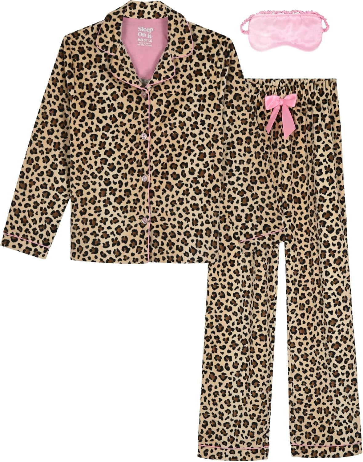 Girls Pajamas Set 2-Piece Pajama Coat and Sleep Pants for Kids with Matching Schrunchie