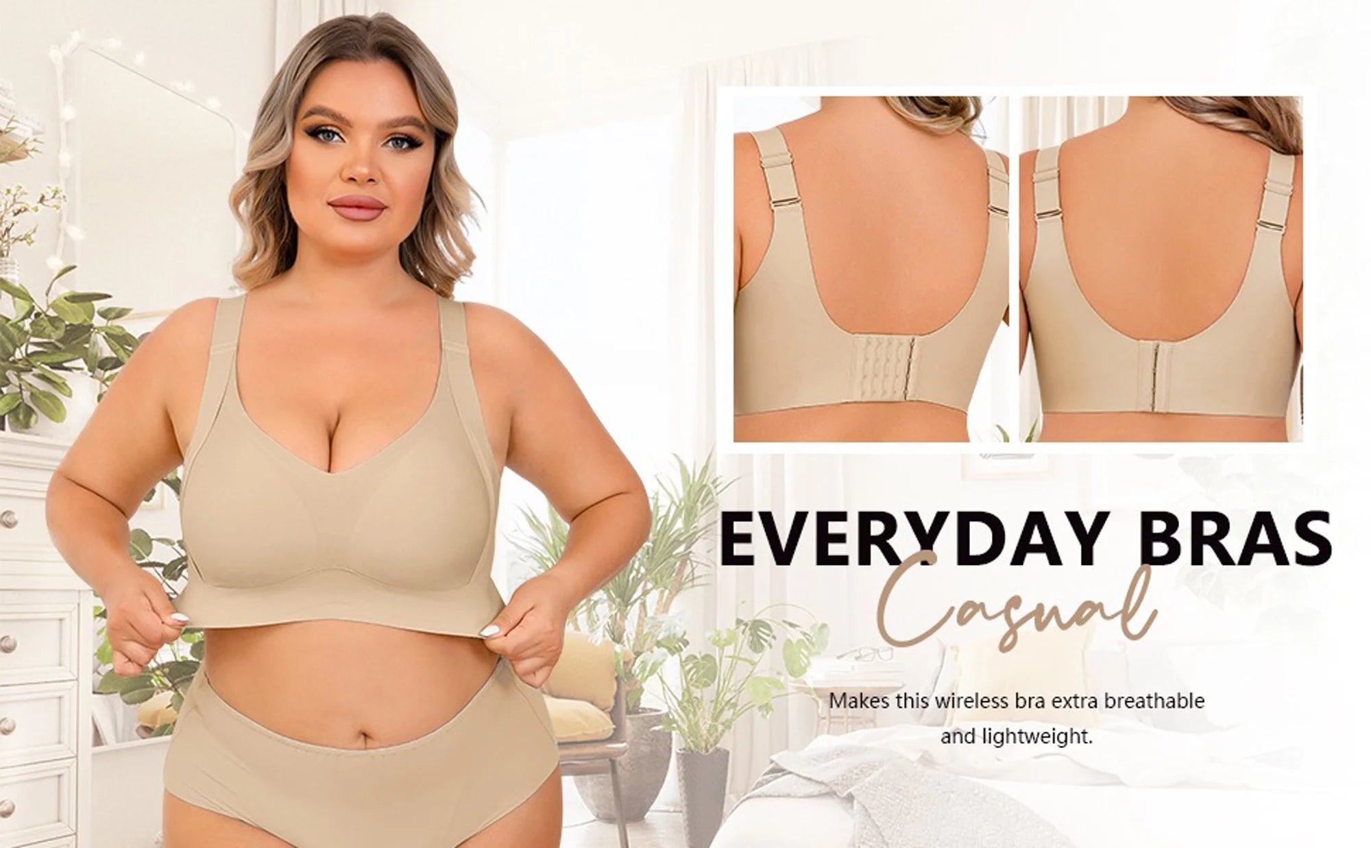 plus Size Everyday Bras for Women Full Coverage Soft Sleep Wirefree Bras New Upgrade