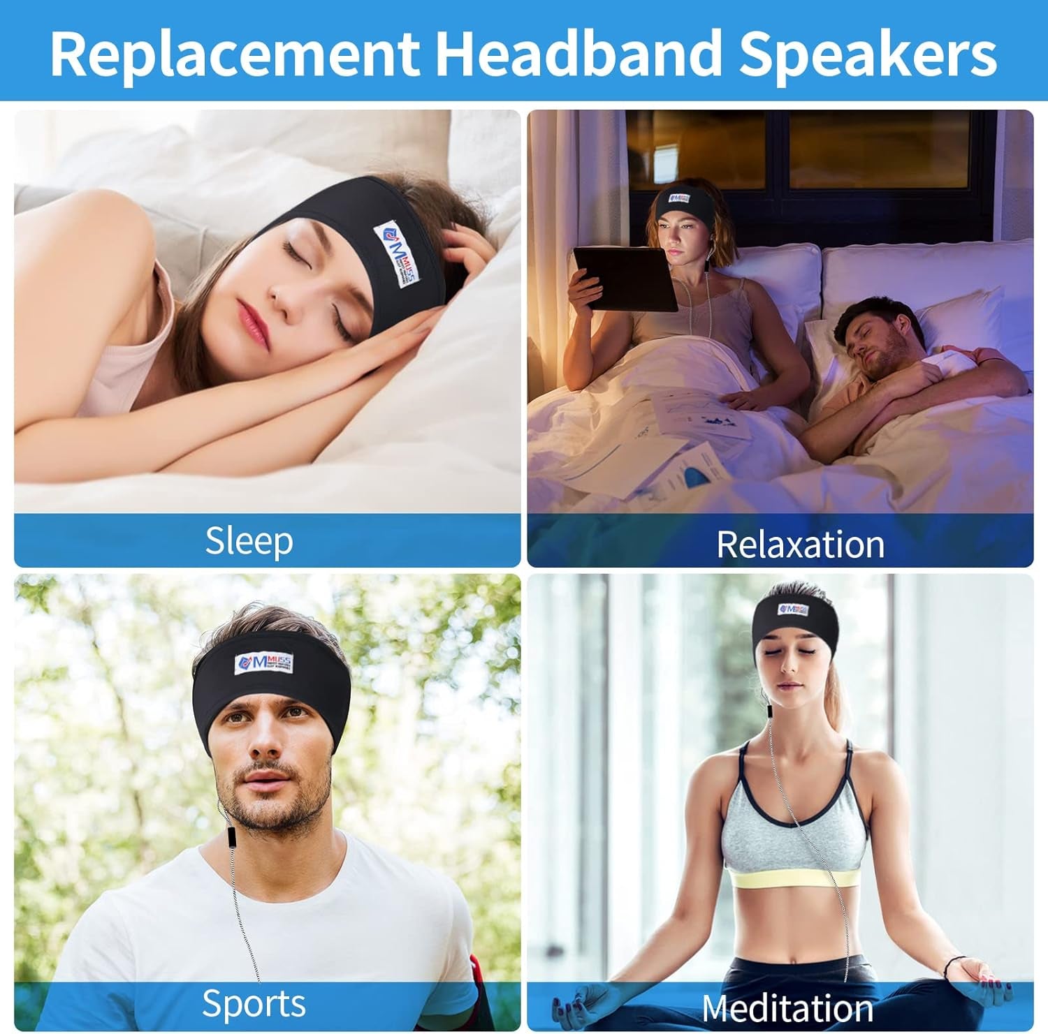 Sleep Ultra Thin Pillow Speakers with Stereo for Sleep Headphones. Headband Headphone Replacement
