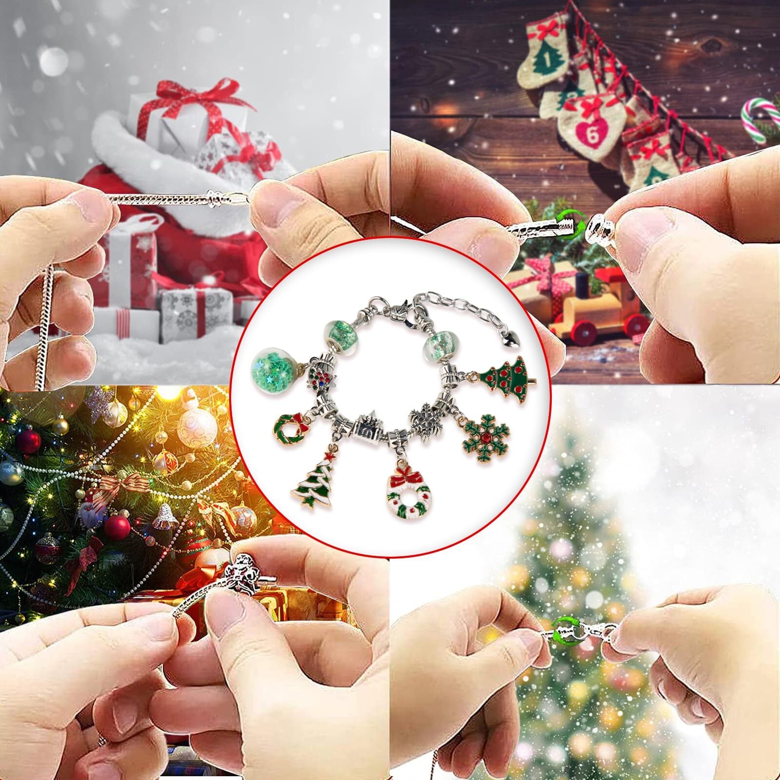 Christmas Advent Calendar 2024 Christmas Gifts Bracelets for Girls 24 Days Xm...