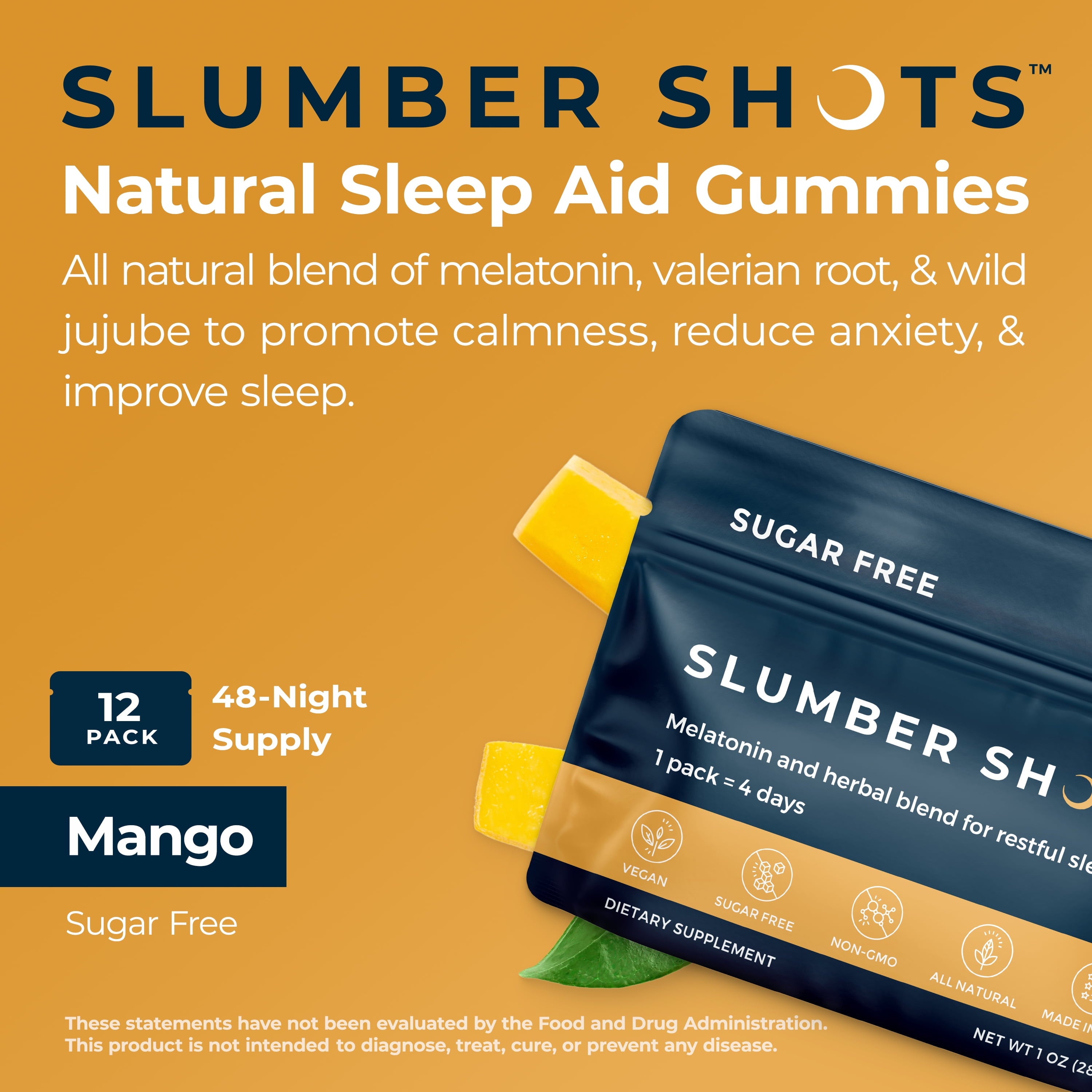 Sleep Aid Gummies, 12-Pack, Mango Flavor
