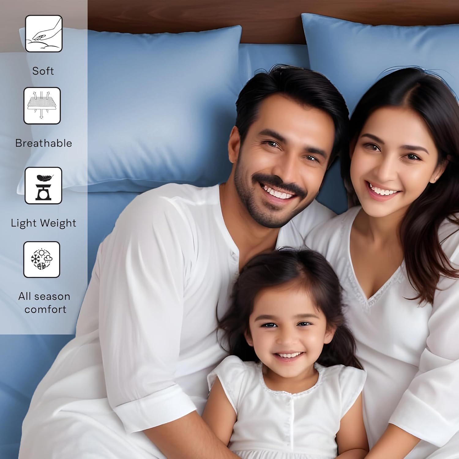 Eucalyptus Tencel Lyocell Sheets Set Full Size - Cooling Breathable Silk Soft, 1 Fitted 1 Flat and 2 Pillowcases (Full/Bahamas Blue)
