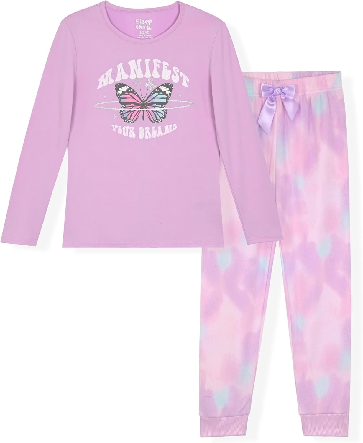 Girls Fleece Pajama Set Long Sleeve Tops & Fleece Pants Soft Kids Sleepwear Multipack Cute Prints Sizes 4-14