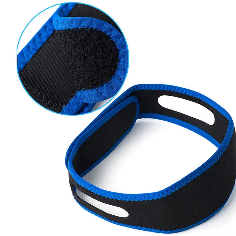 Anti Snore Aid Stop Snoring Strap Sleep Apnea Belt Jaw Solution Chin Support Apnea Belt Snore Stopper Sleep Aids Blue