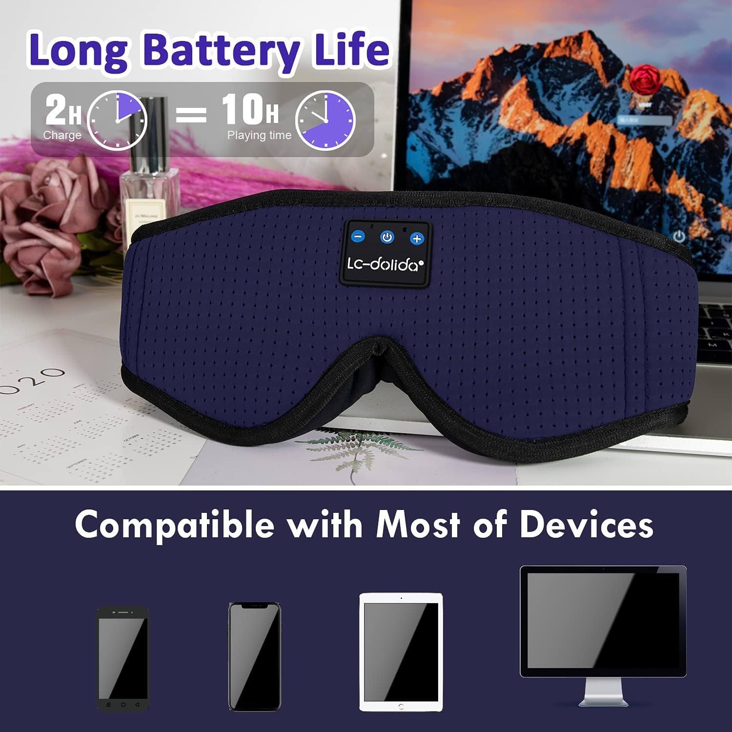 Steam Eye Mask, Eye Steamer with Sleeping Headphones for Side Sleepers, Colorful 3D Music Eye Mask Cool Birthday Holiday Unique Gifts for Family