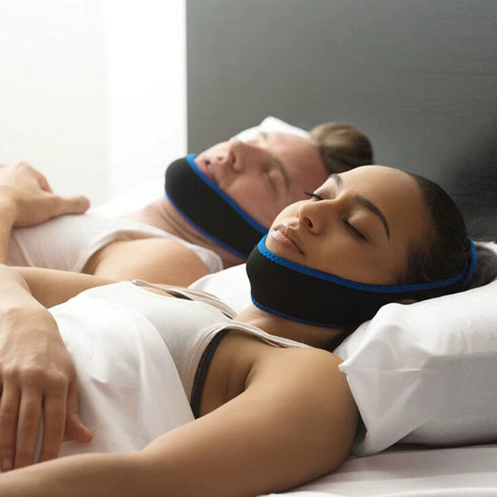 Anti Snore Aid Stop Snoring Strap Sleep Apnea Belt Jaw Solution Chin Support Apnea Belt Snore Stopper Sleep Aids Blue