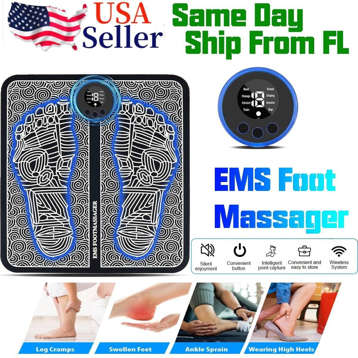 EMS Foot Massager Leg Reshaping Electric Deep Kneading Muscle Pain Relax Machine