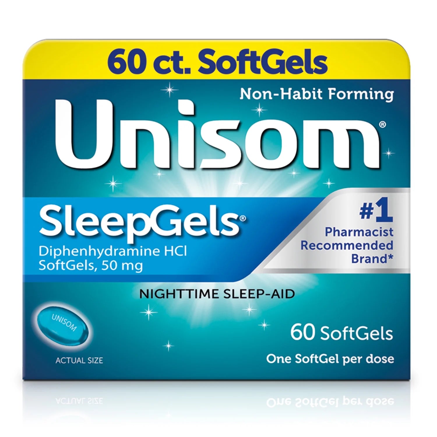 Sleepgels Diphenhydramine HCL Softgel Sleeping Pills, Nighttime Sleep Aid, 50 Mg, 60 Count