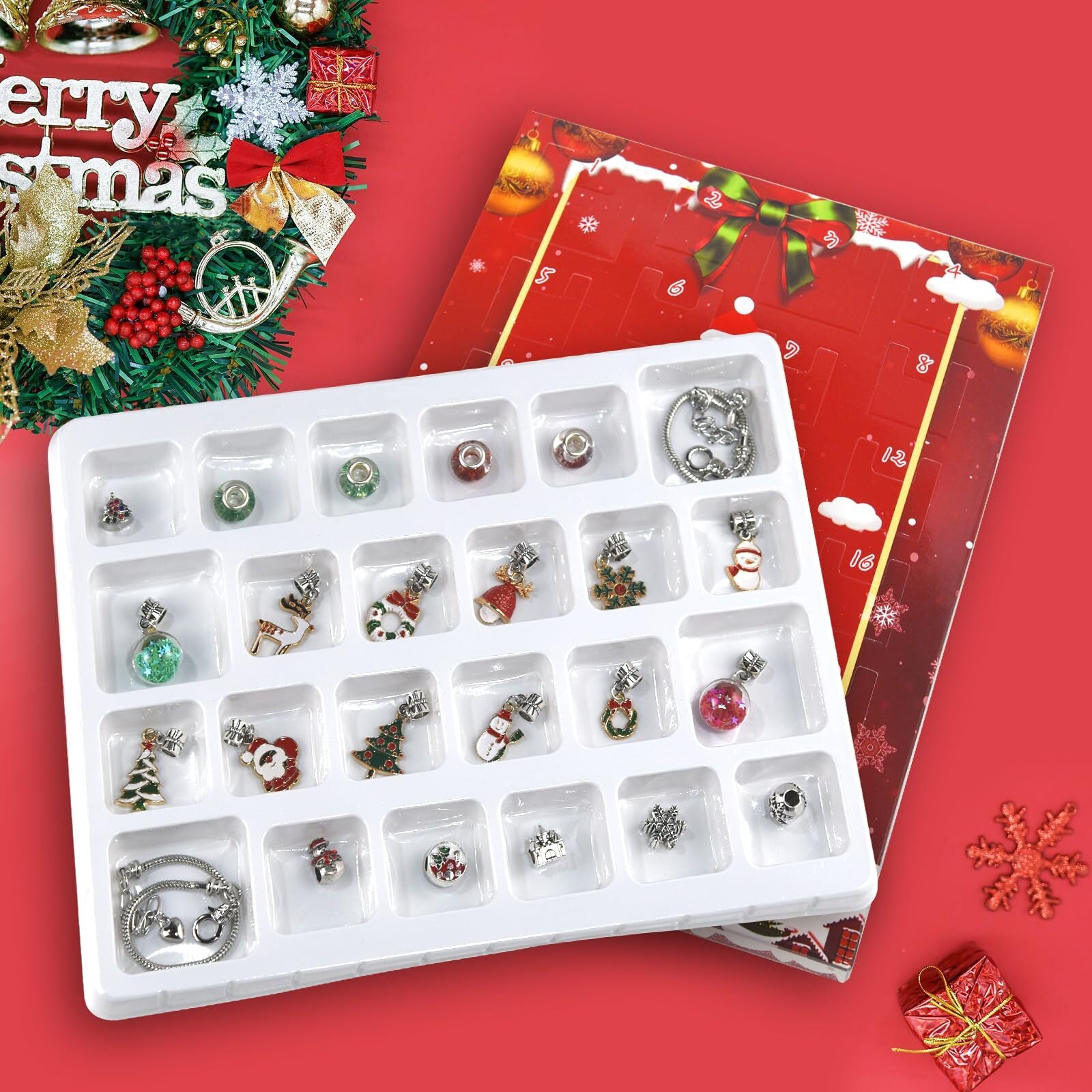 Christmas Advent Calendar 2024 Christmas Gifts Bracelets for Girls 24 Days Xm...