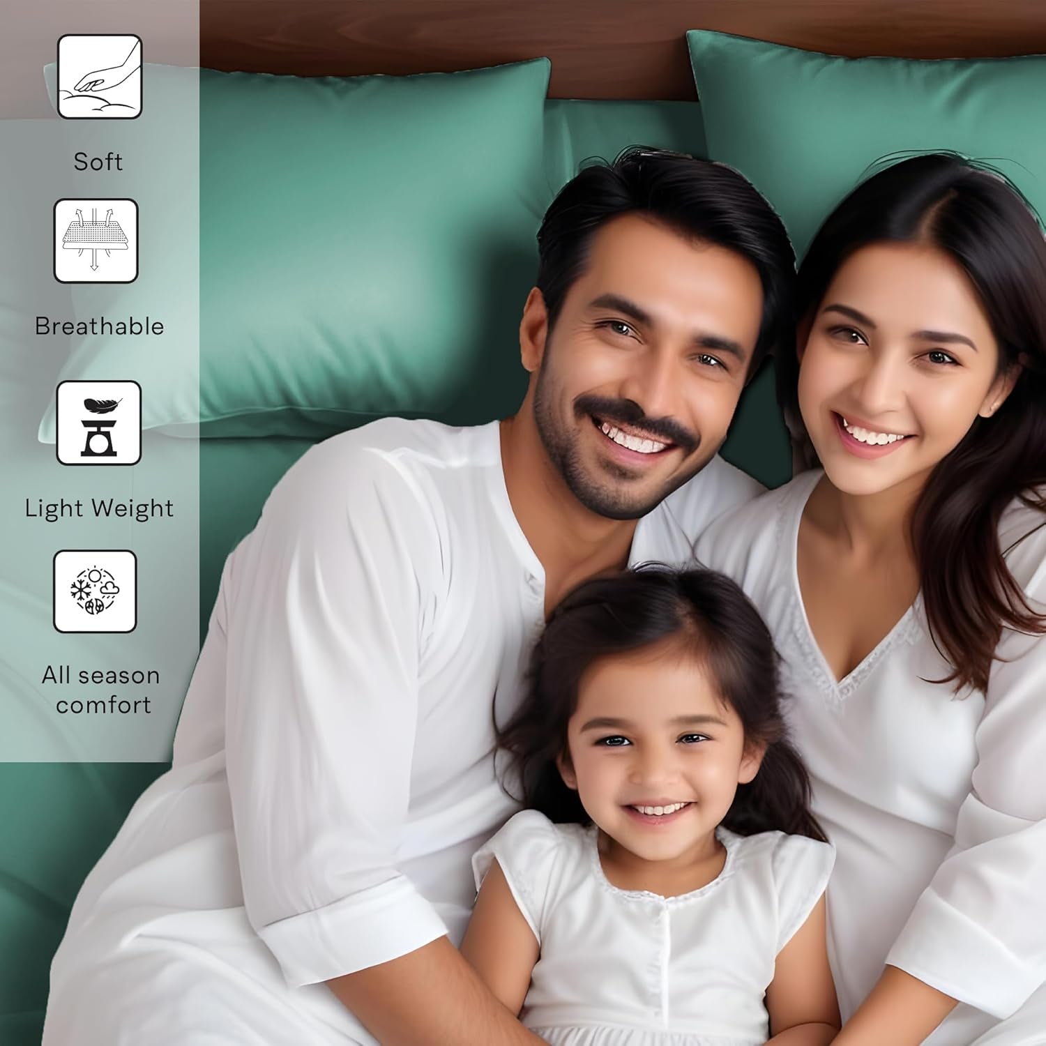 Eucalyptus Tencel Lyocell Sheets Set King Size - Cooling Breathable Silk Soft, 1 Fitted 1 Flat and 2 Pillowcases (King/Aqua)
