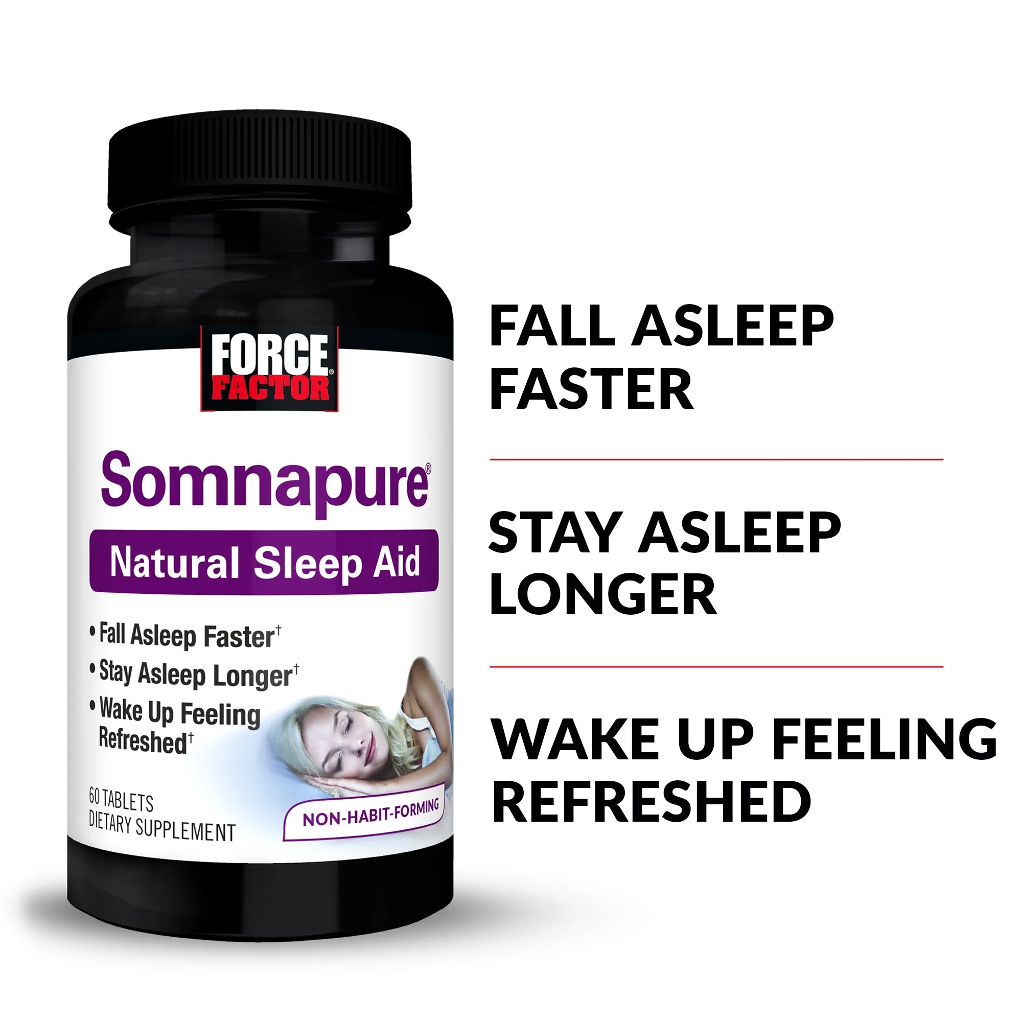 Somnapure Sleep Aid with 3Mg Melatonin, Valerian & L-Theanine for Sleep Support, Drug-Free & Non-Habit-Forming Sleeping Pills, 60 Tablets