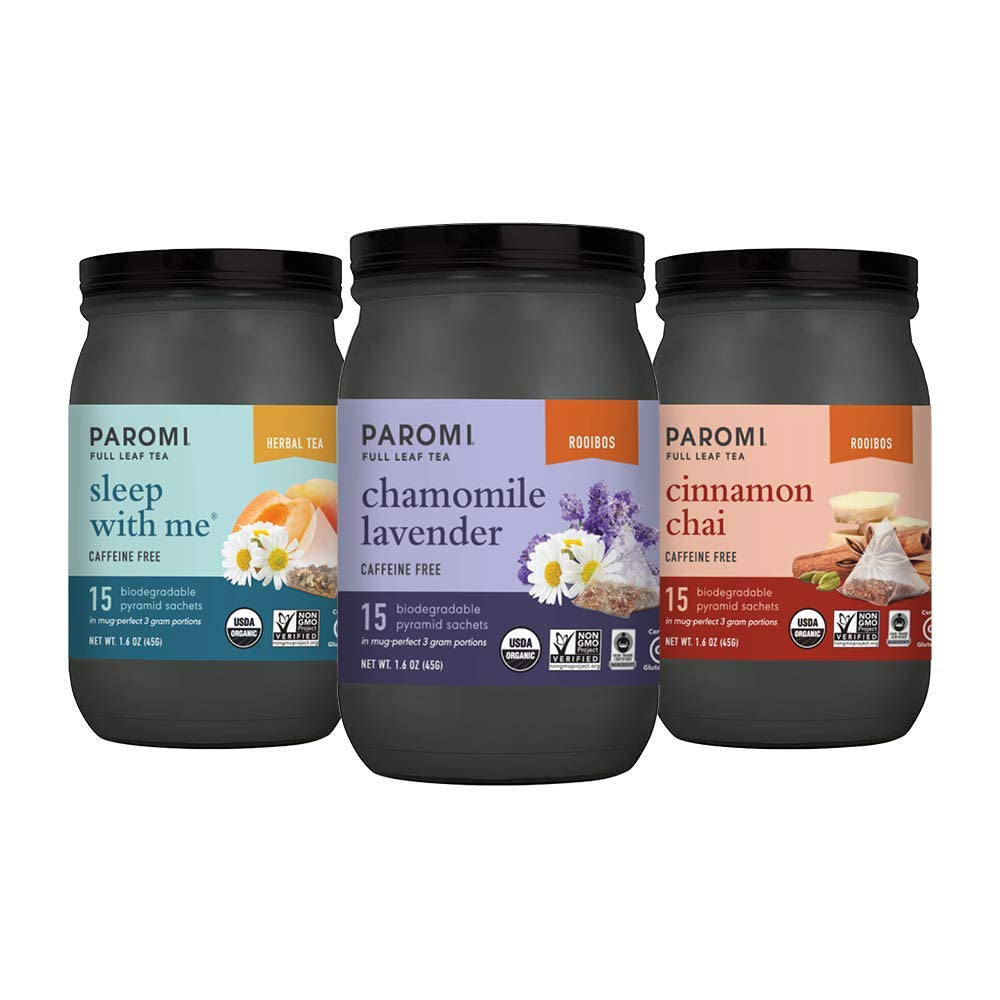 Chai, Sleep and Stress Relief Organic Herbal Tea Variety Pack, Signature Jar, 15 Count (Pack of 3)