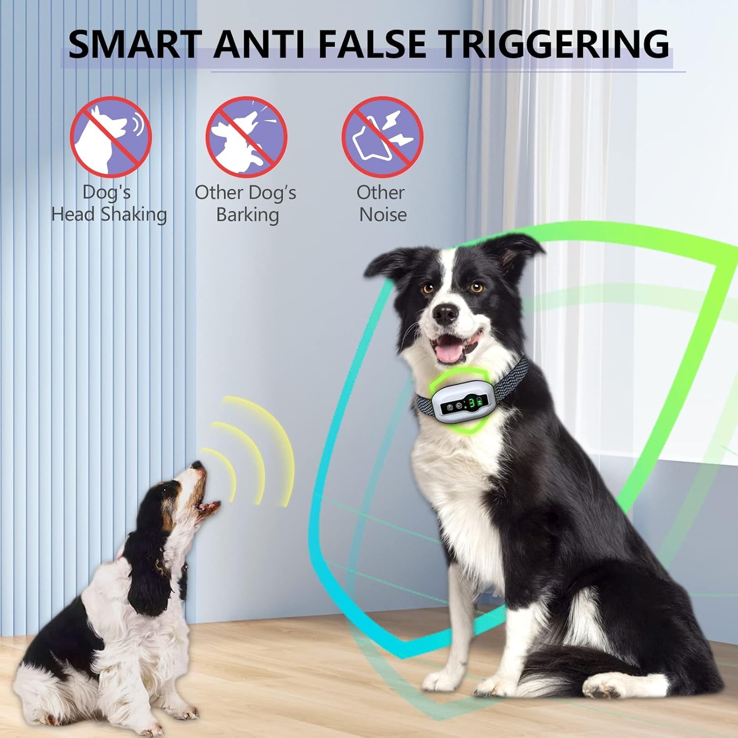 Dog Bark Collar, Anti-Barking Pet Training Collar, Waterproof E-Bark Shock Collar for Large Medium Small Dogs, Rechargeable Barking Collar with Beep Vibration Shock, 5 Adjustable Sensitivity (White)