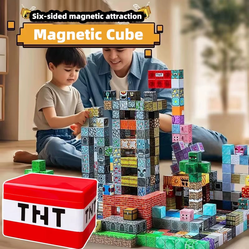 TNT Building Block Storage Box, Magnetic Building Blocks Toy, Building Block Set, Children'S DIY Assembly Toy Building Blocks,