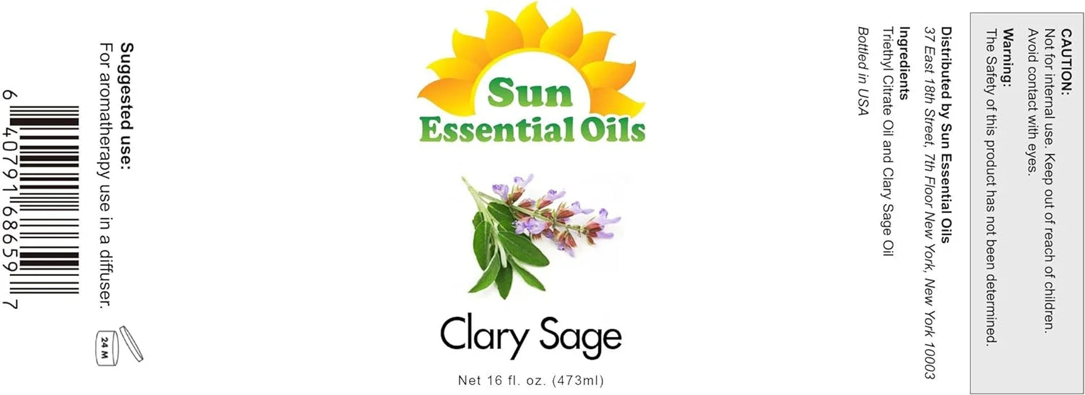 Clary Sage Essential Oil 16Oz Bulk for Stress Ease, Sleep, Aromatherapy, DIY
