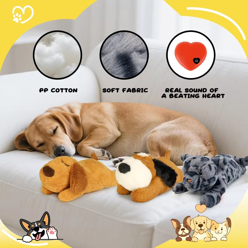 Puppy Heartbeat Dog Toys PP Cotton Stuffed Plush Dog Toy Great for Dog Sleep Aids Suitable for Small Medium and Large Dogs