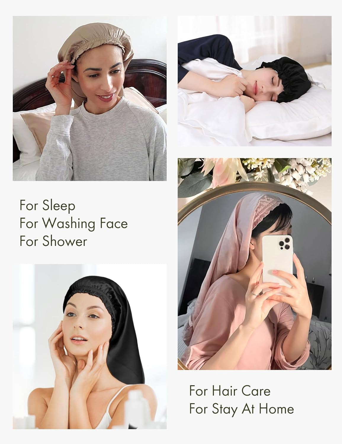 Extra Long Silk Bonnet Sleep Cap for Women Soft Adjustable Hair Bonnet for Braids,Curly,Long Hair- Soft Elastic Band, Rosy Pink