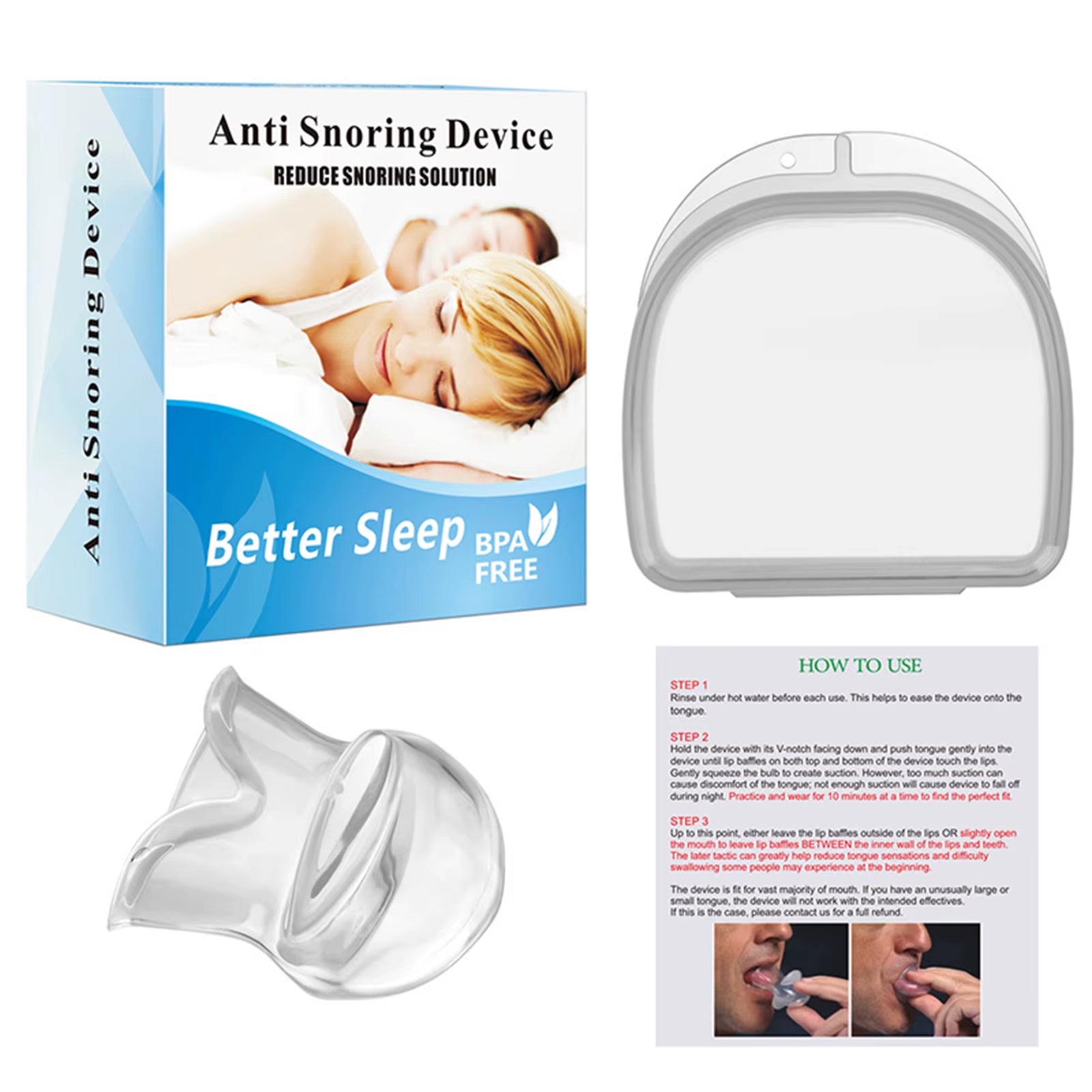 Anti-Snoring Device Silicone Tongue Cover for Mouth anti Snoring Solution for Better Nighttime Sleeping