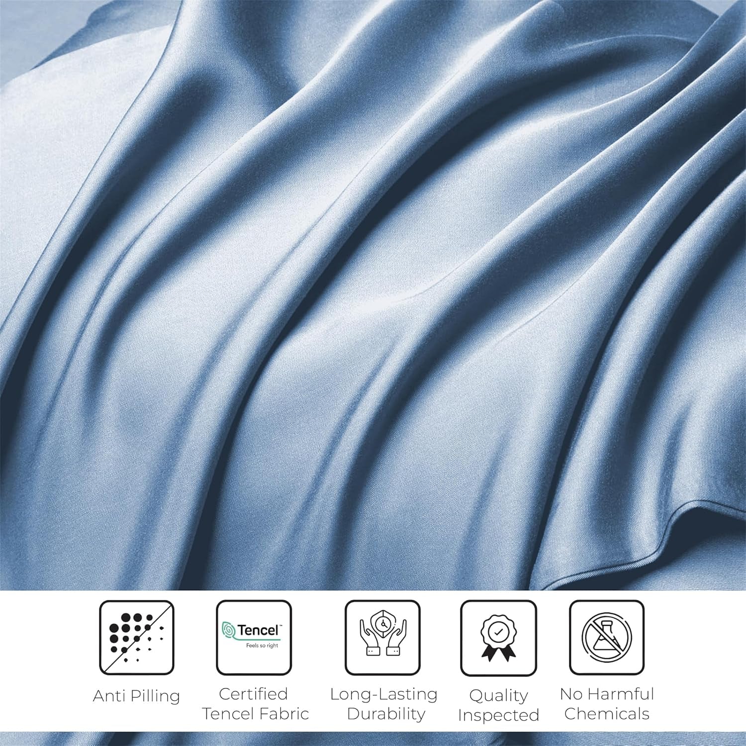 Eucalyptus Tencel Lyocell Sheets Set Full Size - Cooling Breathable Silk Soft, 1 Fitted 1 Flat and 2 Pillowcases (Full/Bahamas Blue)