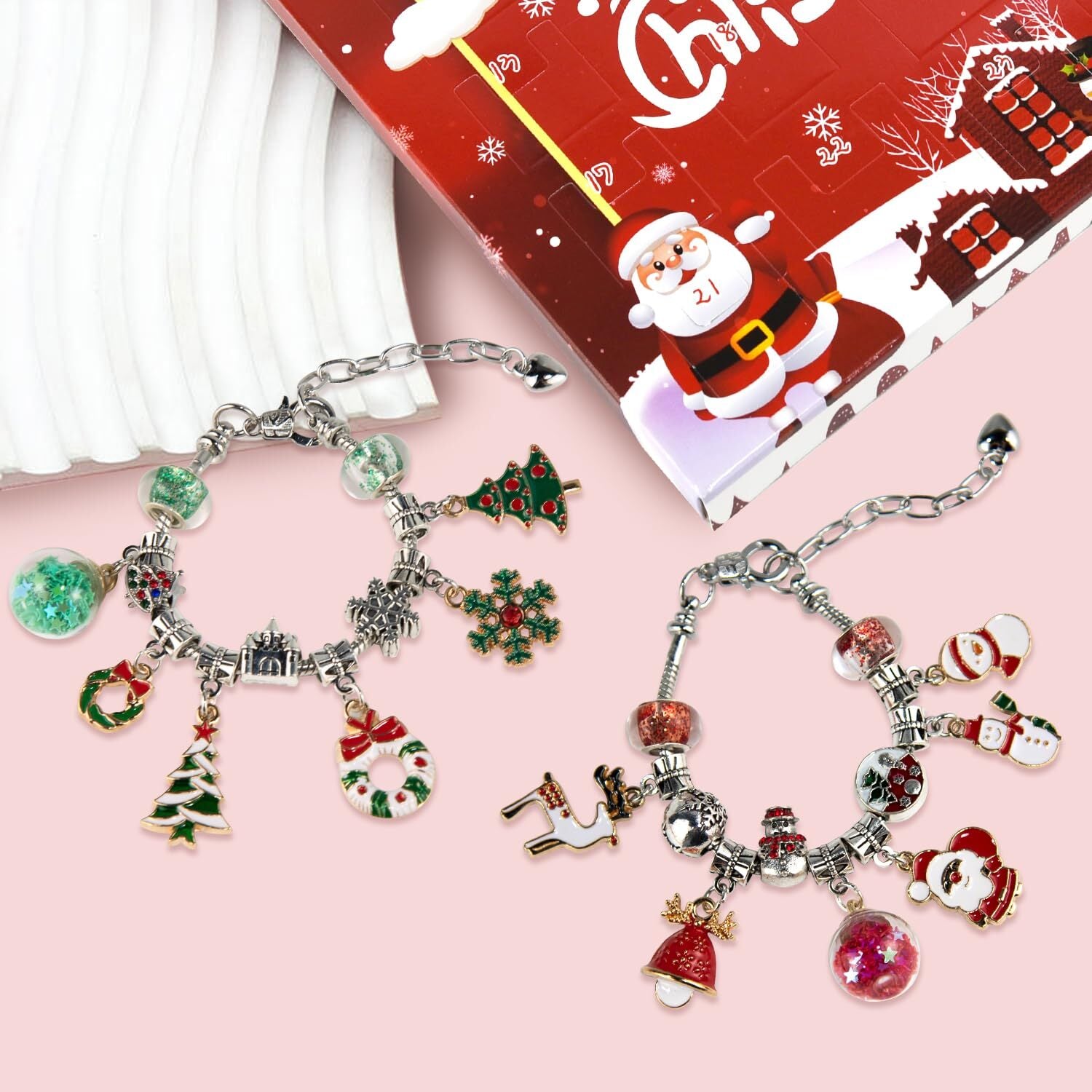 Christmas Advent Calendar 2024 Christmas Gifts Bracelets for Girls 24 Days Xm...