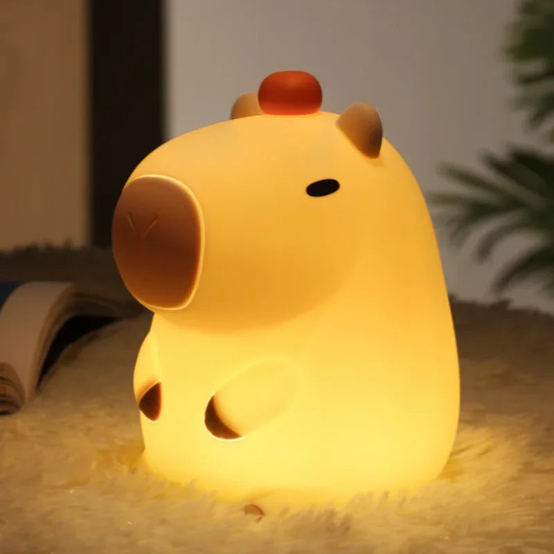 Cute Cartoon Capybara Night Light Silicone Animal Lamp USB Rechargeable Timing Dimming Sleep Night Lamp for Children'S Gifts