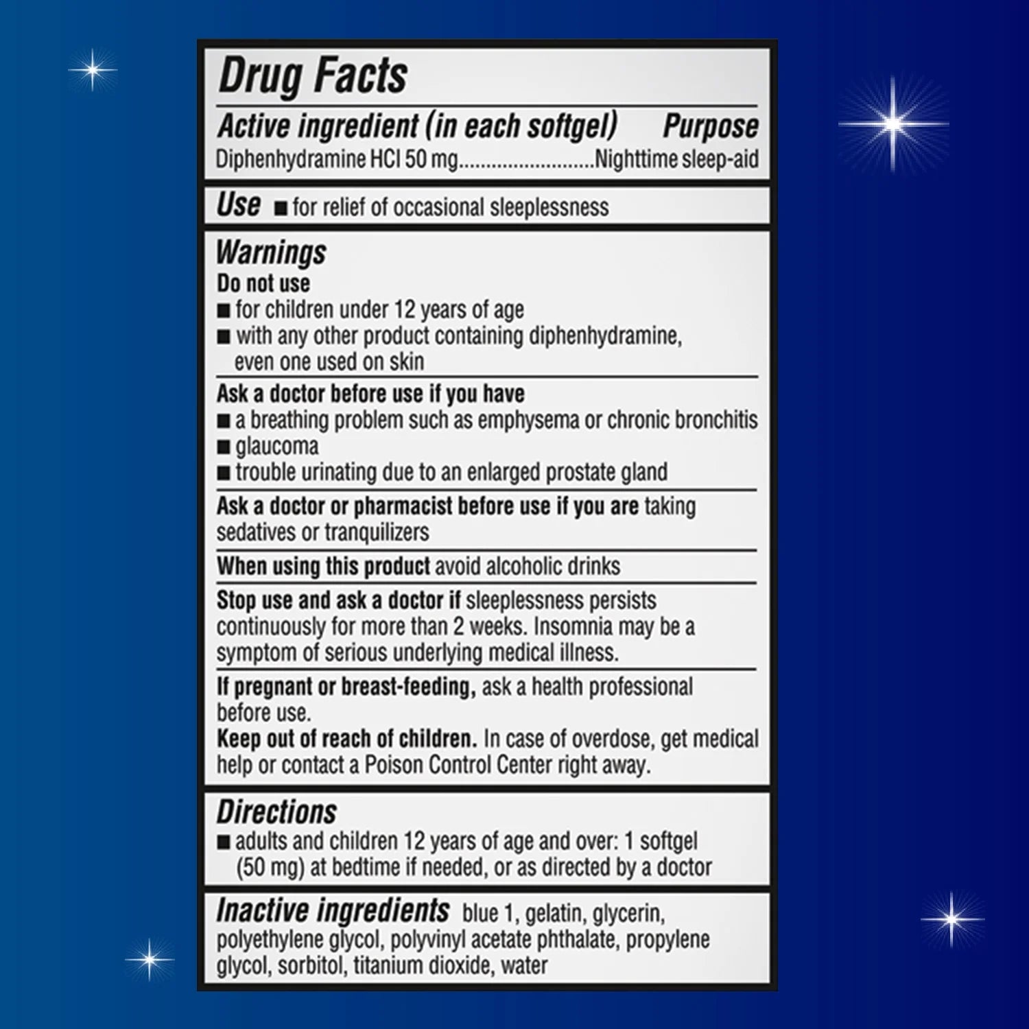 Sleepgels Diphenhydramine HCL Softgel Sleeping Pills, Nighttime Sleep Aid, 50 Mg, 60 Count