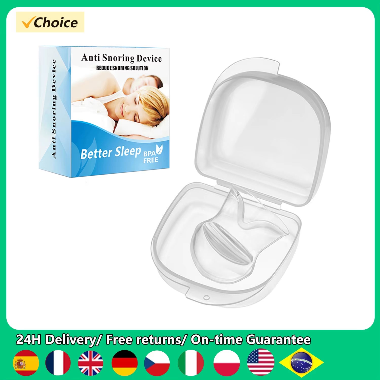 Anti-Snoring Device Silicone Tongue Cover for Mouth anti Snoring Solution for Better Nighttime Sleeping