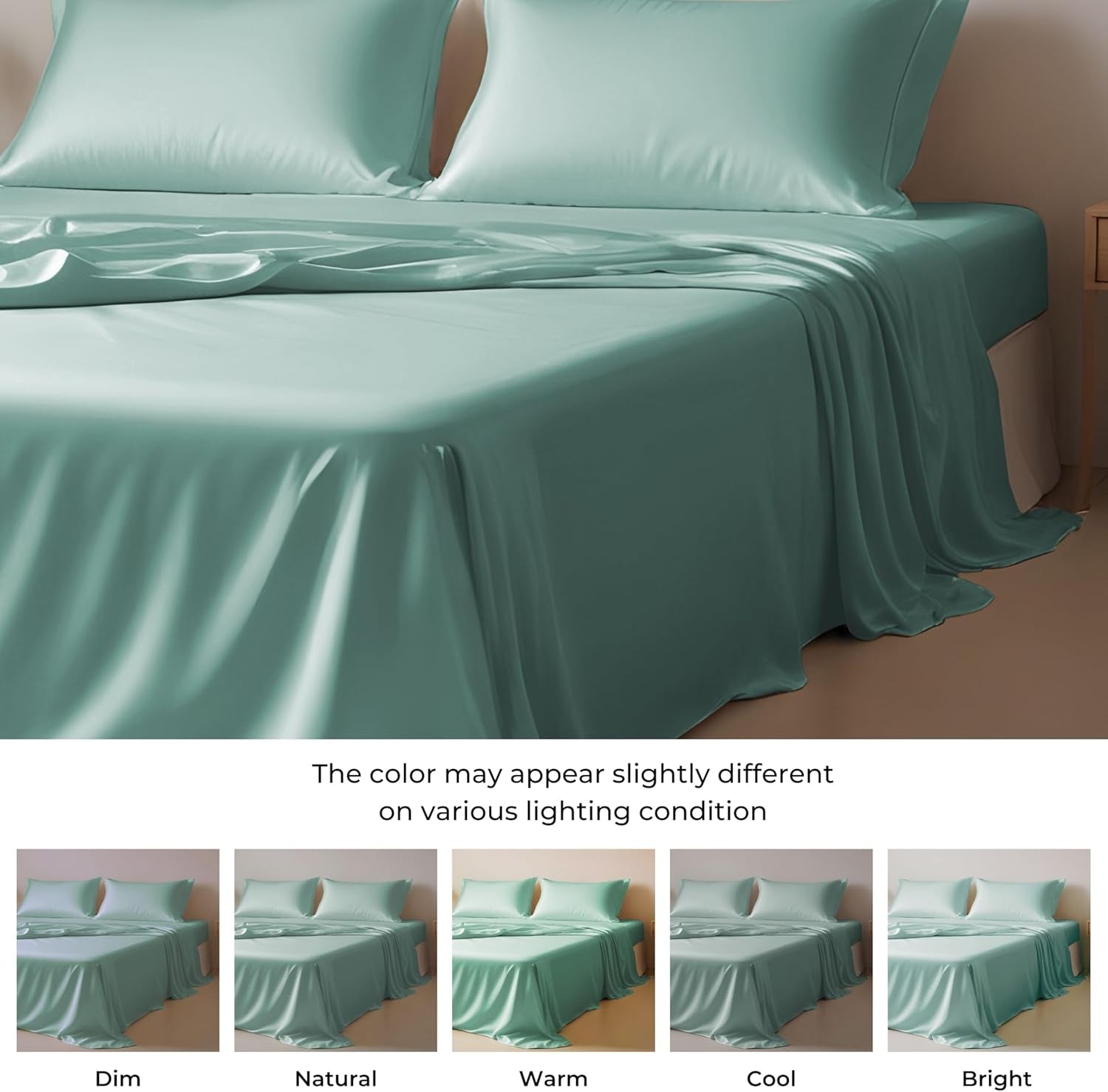Eucalyptus Tencel Lyocell Sheets Set King Size - Cooling Breathable Silk Soft, 1 Fitted 1 Flat and 2 Pillowcases (King/Aqua)
