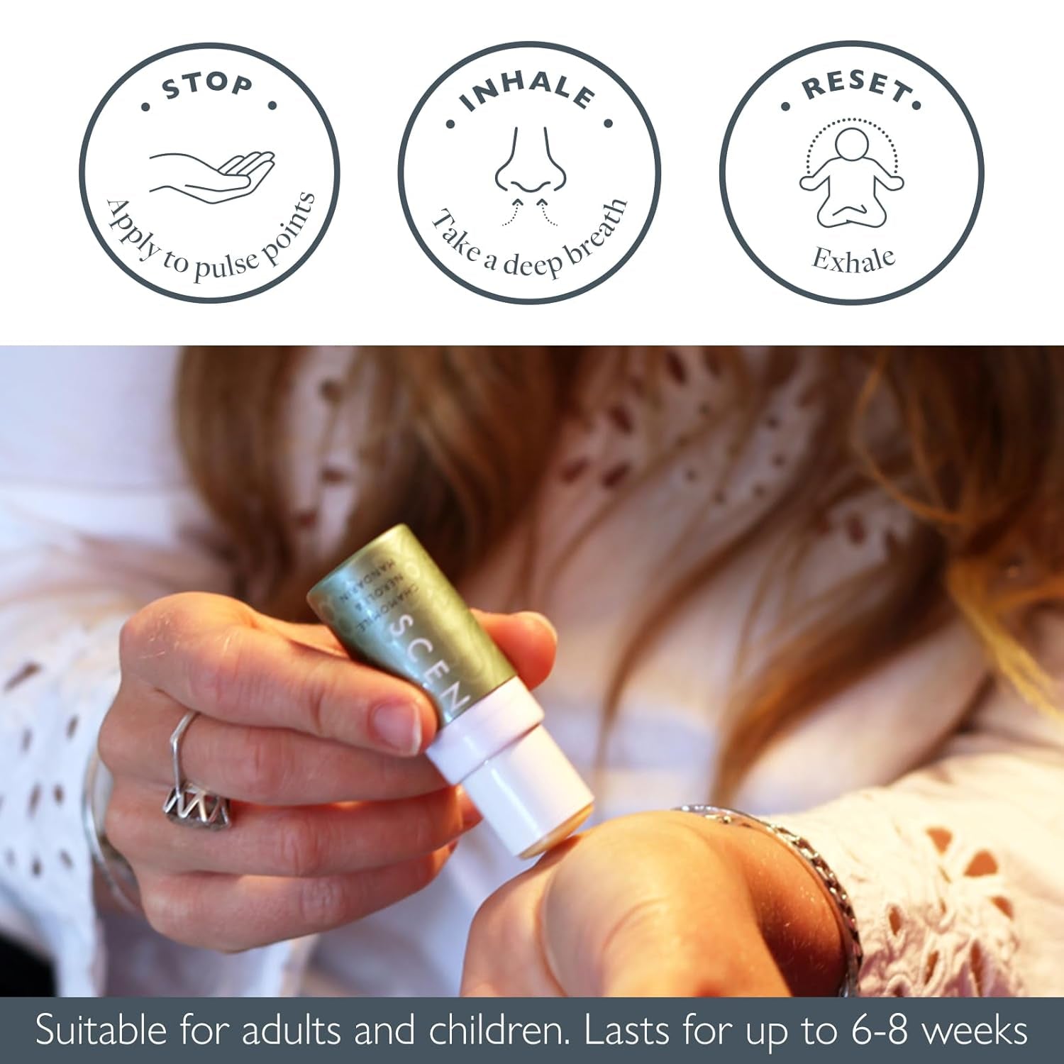 De-Stress Balm – Aromatherapy Stress Stick with Chamomile & Rosemary – Natural Self-Care Essential Oil Roll on – Relaxation Gift for Stress Relief