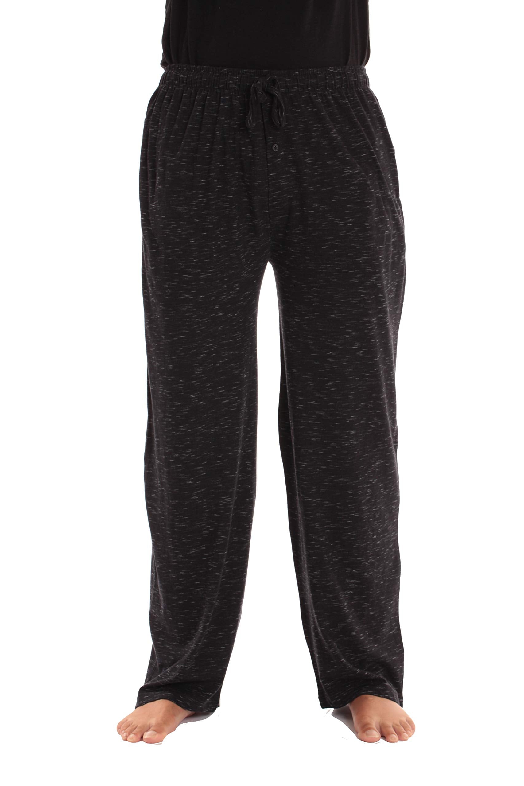 Mens Pajama Pant – Jersey Knit Sleep Pant (Black Marled, X-Large)