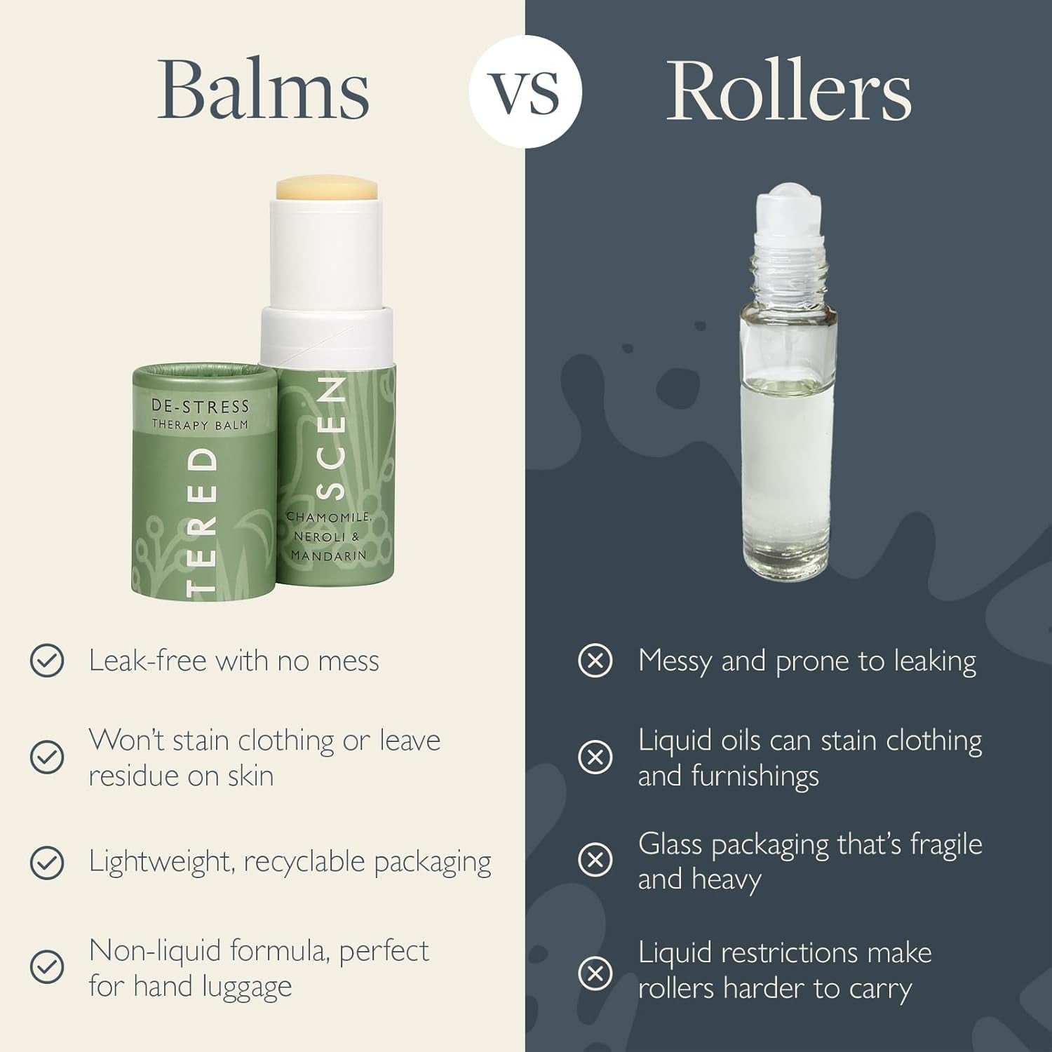 De-Stress Balm – Aromatherapy Stress Stick with Chamomile & Rosemary – Natural Self-Care Essential Oil Roll on – Relaxation Gift for Stress Relief