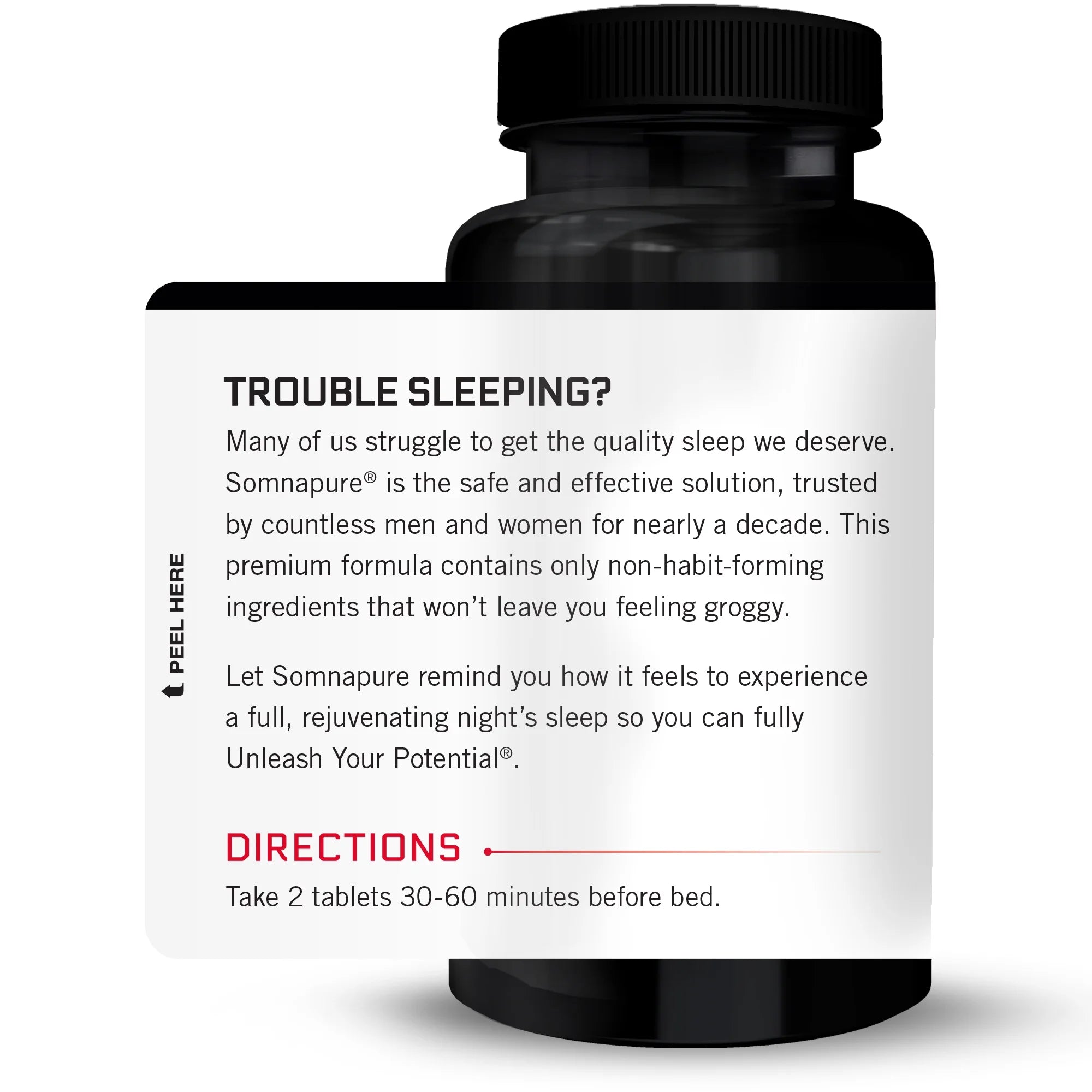 Somnapure Sleep Aid with 3Mg Melatonin, Valerian & L-Theanine for Sleep Support, Drug-Free & Non-Habit-Forming Sleeping Pills, 60 Tablets