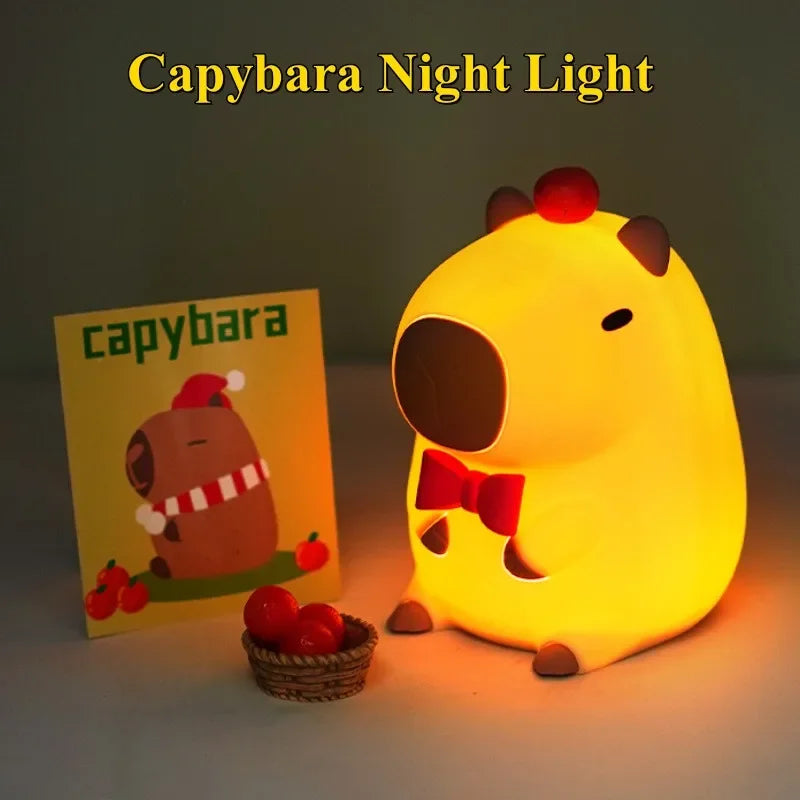 Cute Cartoon Capybara Night Light Silicone Animal Lamp USB Rechargeable Timing Dimming Sleep Night Lamp for Children'S Gifts