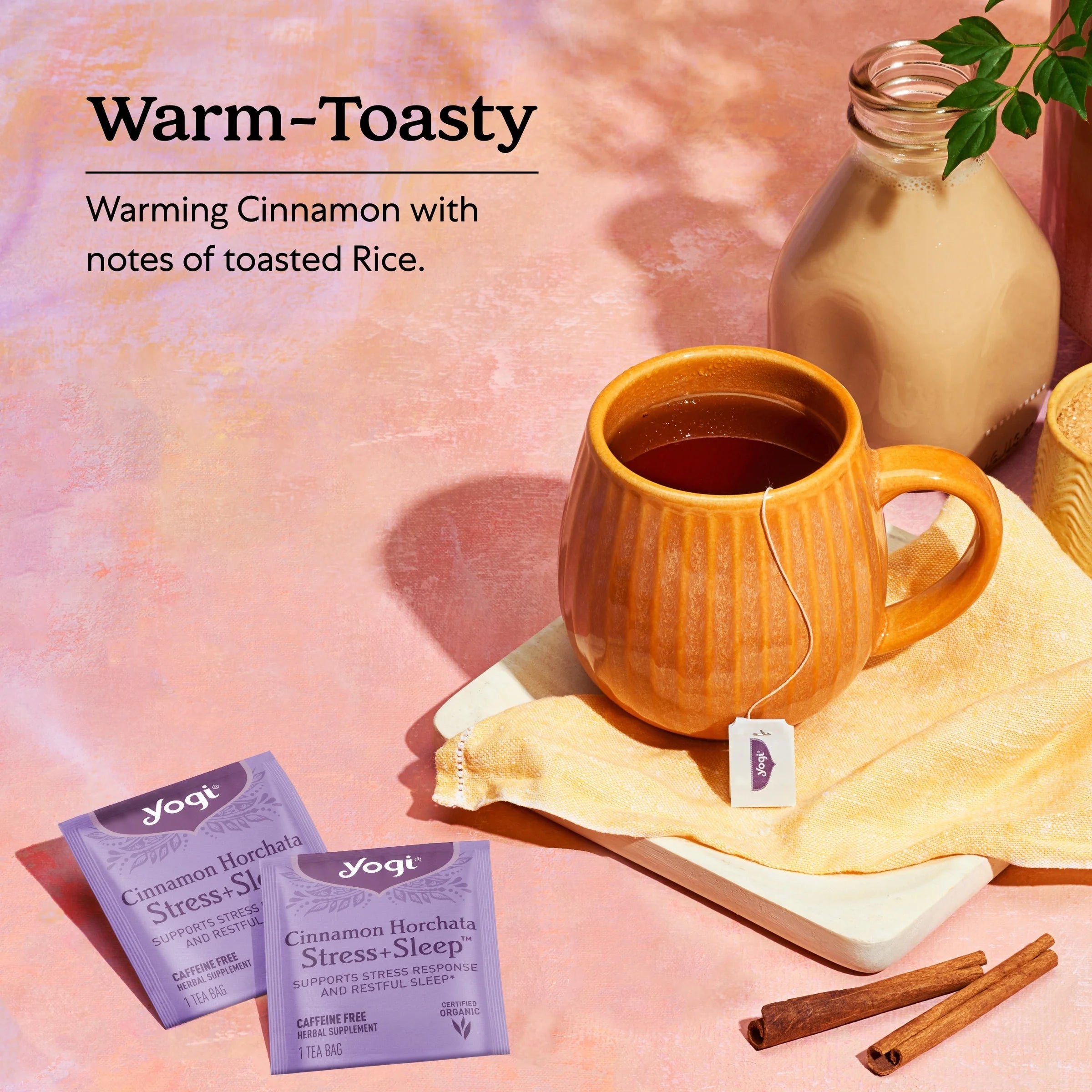 Tea Cinnamon Horchata Stress + Sleep, Caffeine-Free Herbal Tea Bags, 16 Count