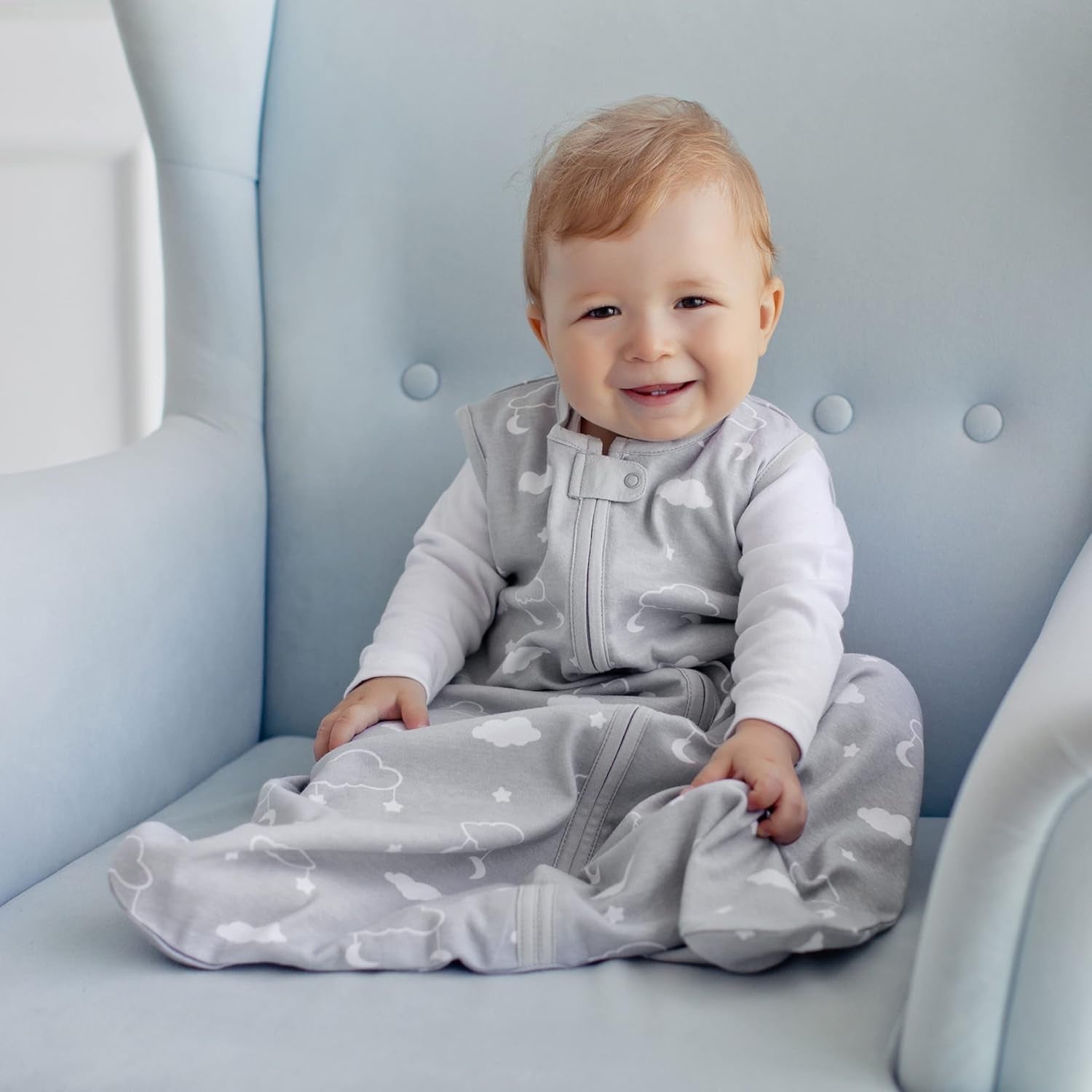 Baby Sleep Sack 0.5 TOG, Organic Cotton Baby Wearable Blanket with Two-Way Zipper, Swaddle Transition Baby Sleeping Bag for Newborn Infant Toddler Boy Girl, 12-18 Months