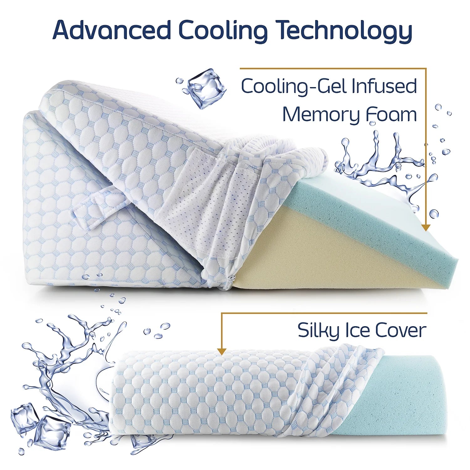 Memory Foam Adjustable Wedge Cervical Pillows, with Cooling Pillow Cover