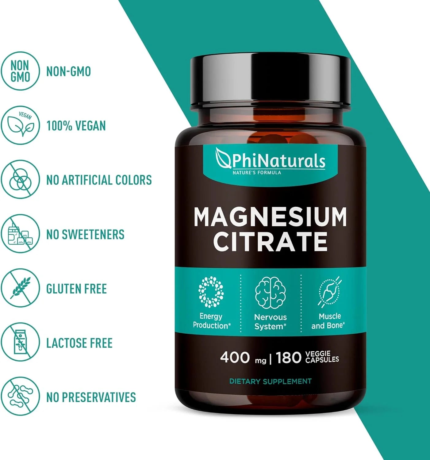 Magnesium Citrate 400Mg Supplement 180 Capsules by