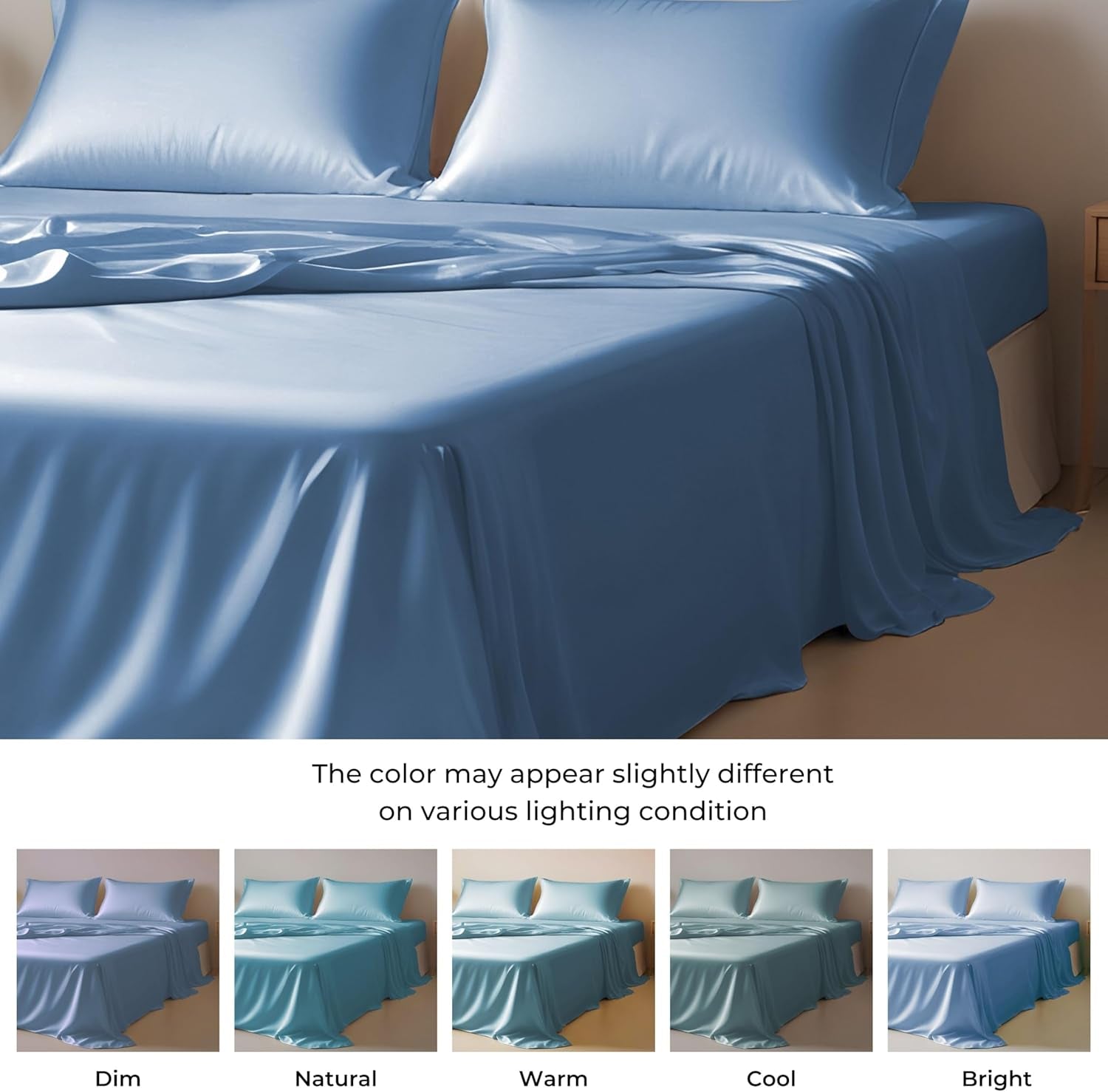 Eucalyptus Tencel Lyocell Sheets Set Full Size - Cooling Breathable Silk Soft, 1 Fitted 1 Flat and 2 Pillowcases (Full/Bahamas Blue)