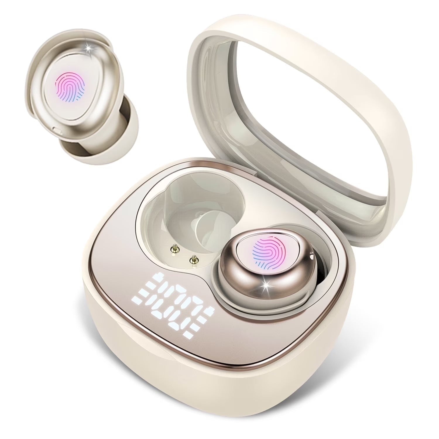 Sleep Ear Buds, Bluetooth 5.4 Ultra-Mini Sleep Earbuds for Side Sleepers, Hi-Fi Stereo 3D Bass Noise Cancelling Wireless Headphones, 53H Playtime with IP7 Waterproof LED Earphones, USB C