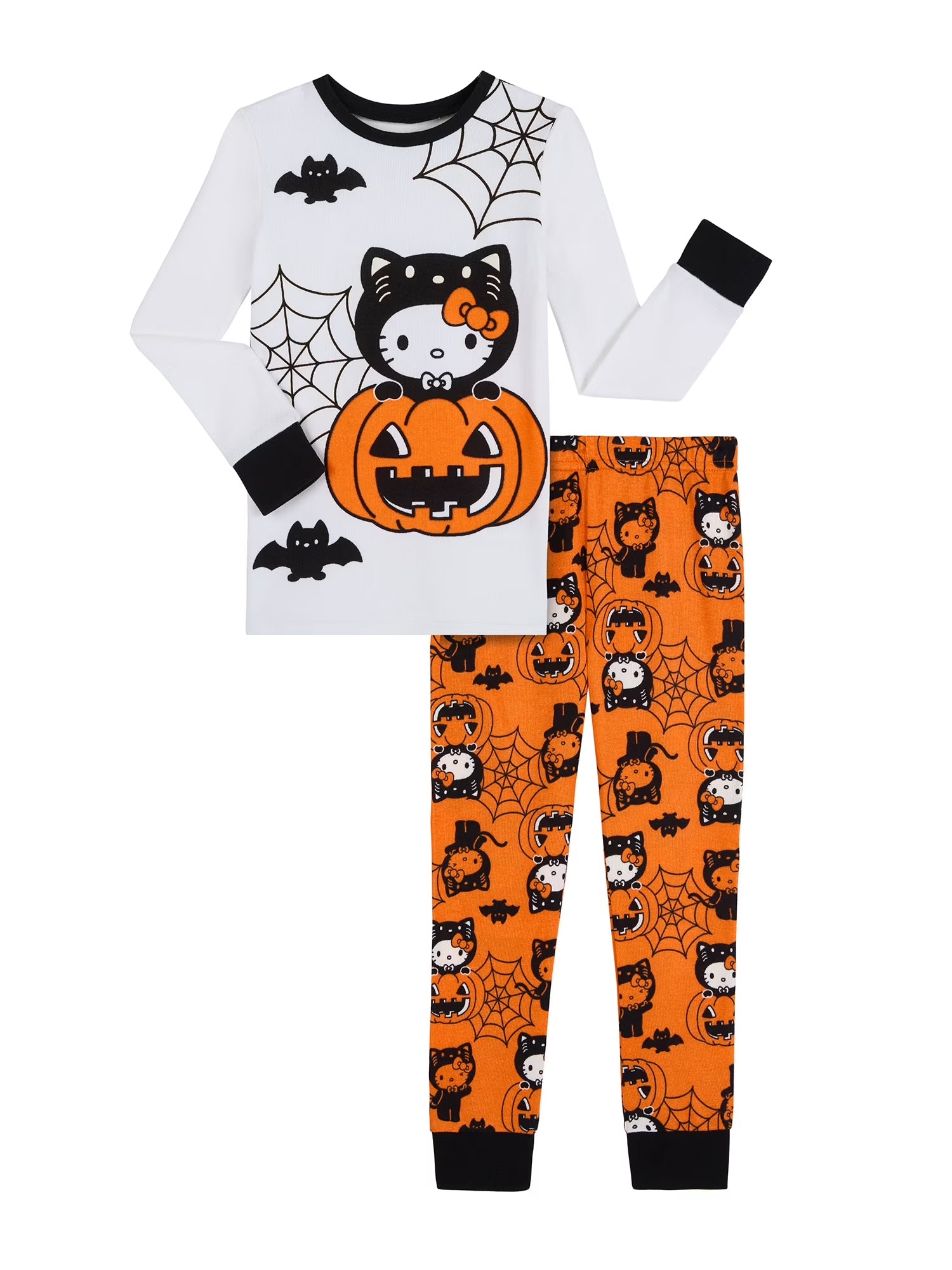 Girls Halloween Snug Fit Long Sleeve Top and Sleep Pants Pajama Set, 2-Piece, Sizes 4-12