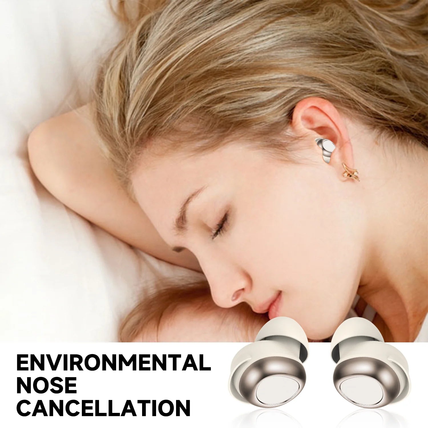 Sleep Ear Buds, Bluetooth 5.4 Ultra-Mini Sleep Earbuds for Side Sleepers, Hi-Fi Stereo 3D Bass Noise Cancelling Wireless Headphones, 53H Playtime with IP7 Waterproof LED Earphones, USB C