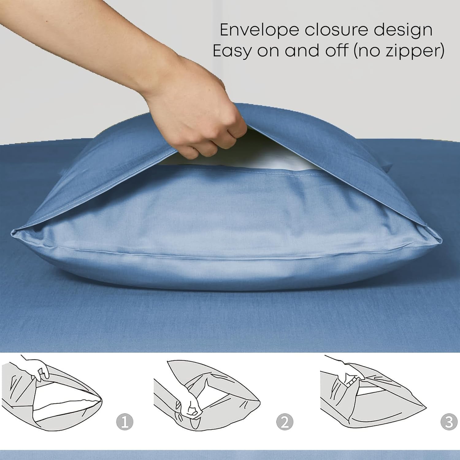 Eucalyptus Tencel Lyocell Sheets Set Full Size - Cooling Breathable Silk Soft, 1 Fitted 1 Flat and 2 Pillowcases (Full/Bahamas Blue)