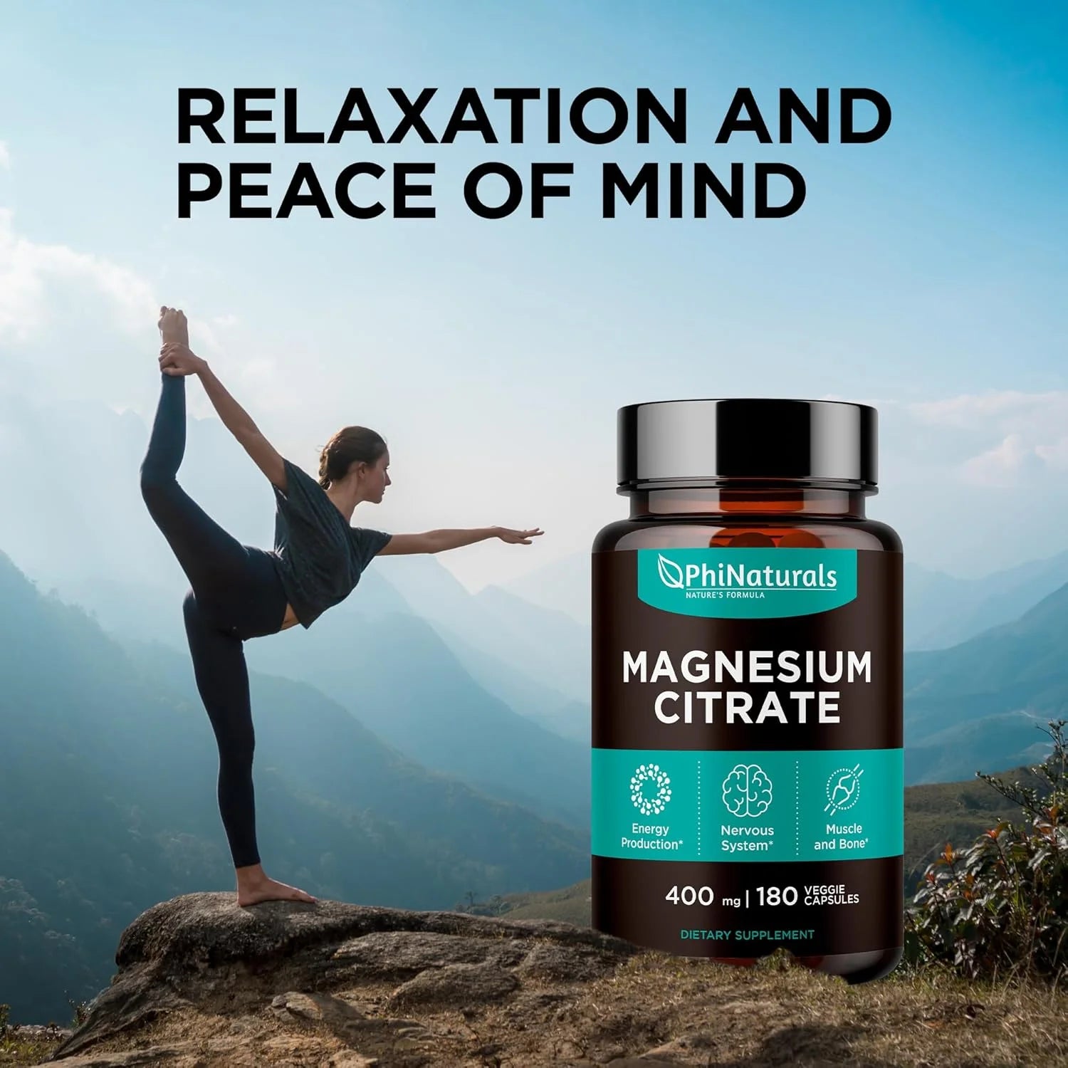 Magnesium Citrate 400Mg Supplement 180 Capsules by